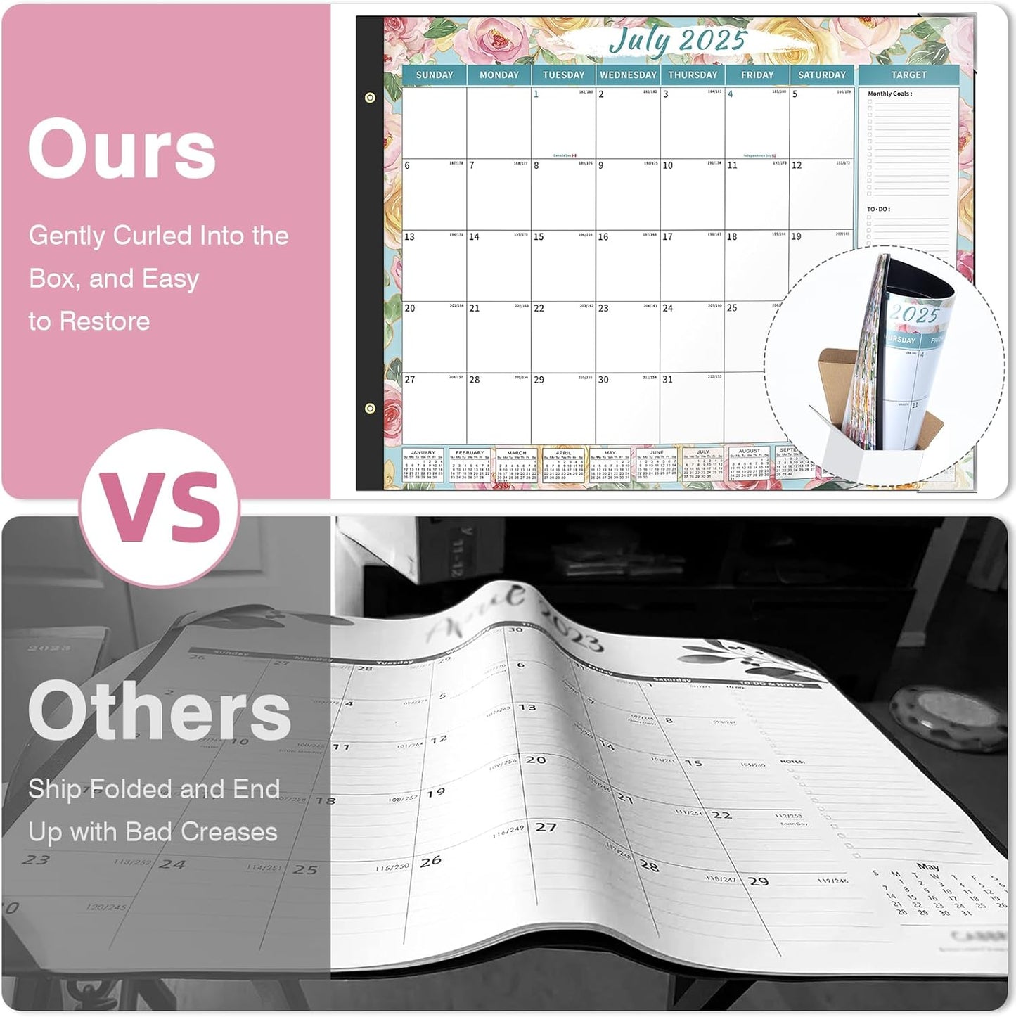 Ospelelf Desk Calendar 2025-2026 Large 22'' x 17'' Monthly Calendar 2025 Desktop Calendar, 18 Month Calendar, Use July 2025 - Dec 2026, Floral