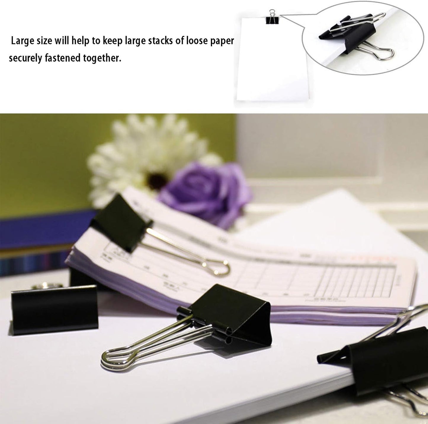 Extra Large Binder Clips 2.4 Inch, 30 Pack Upgrade Big Clips Paper Clamps for Office and Home Supplies