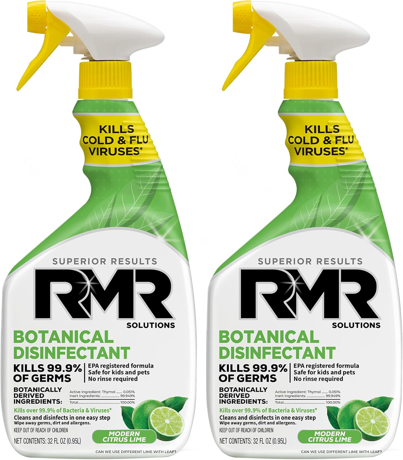RMR Brands Botanical Disinfectant and Cleaner, Kills 99% of Household Bacteria and Viruses, EPA Registered, 2 Pack - 32 Fl Oz