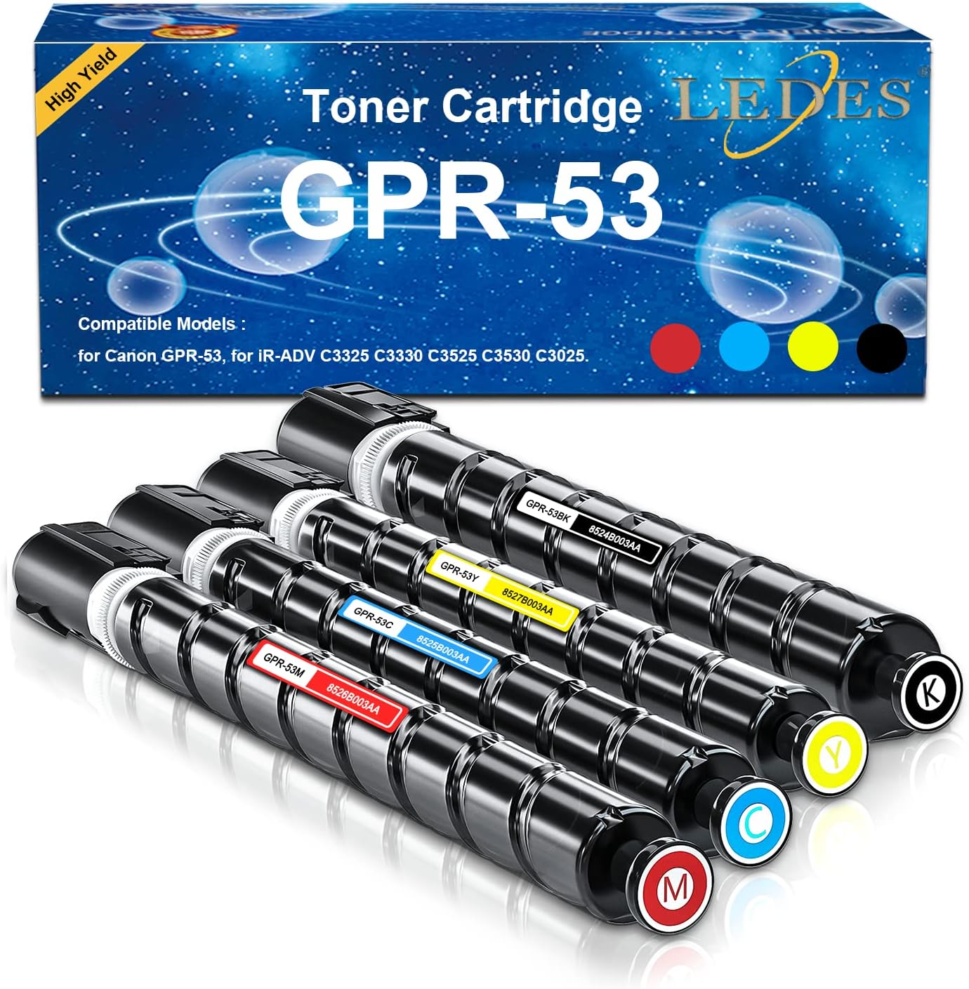 Toner Cartridge for Canon GPR-53 GPR 53 for ImageRunner Advance Advance iR-ADV C3325 C3330 C3525 C3530 C3025 High Yield (4 Color)