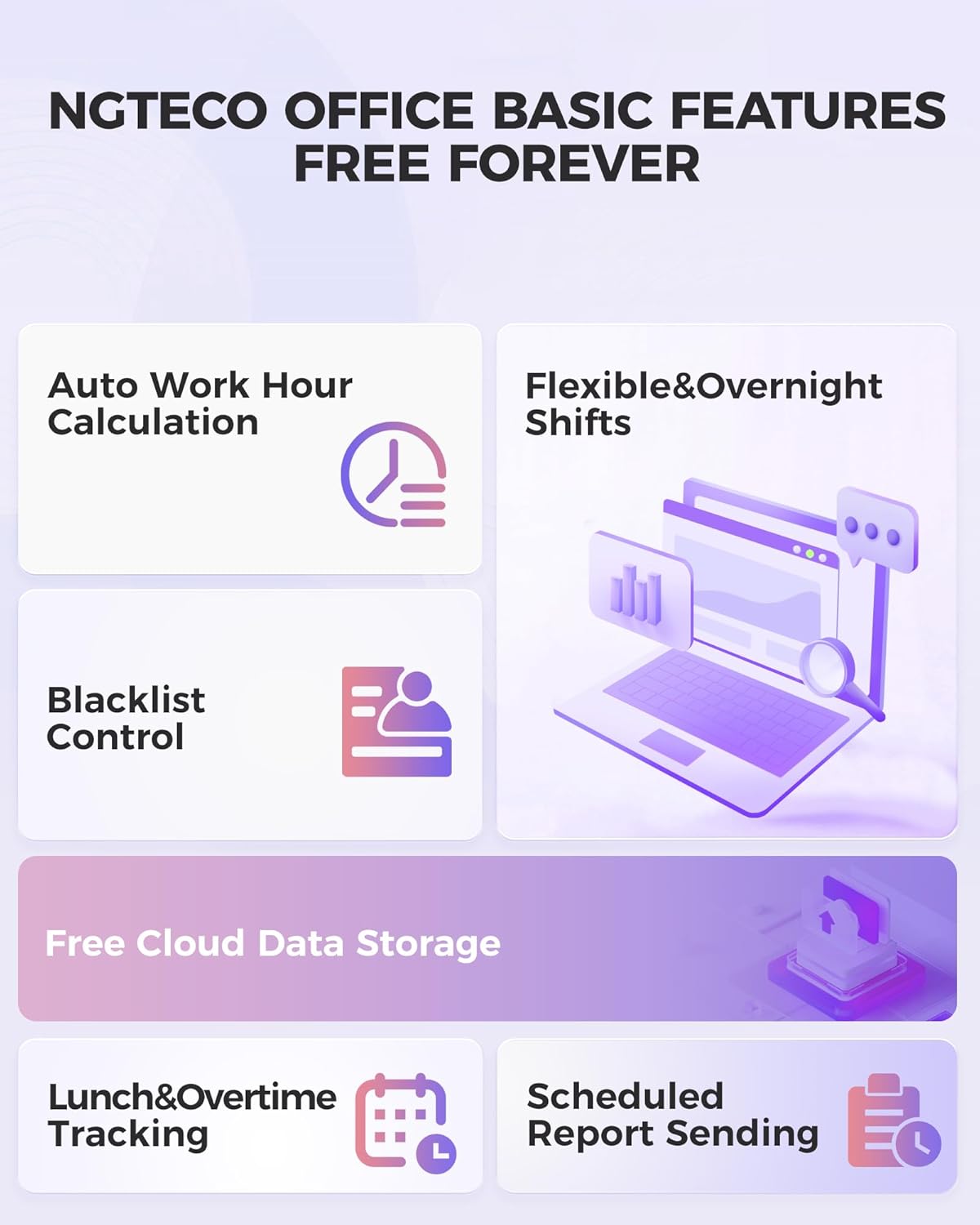 NGTeco Cloud Time Clock, Upgraded TC1 Remote Control 2.4GHz WiFi Time Card Machine for Small Business with Software & App for iOS/Android, Includes 5 RFID Cards No Monthly Fees