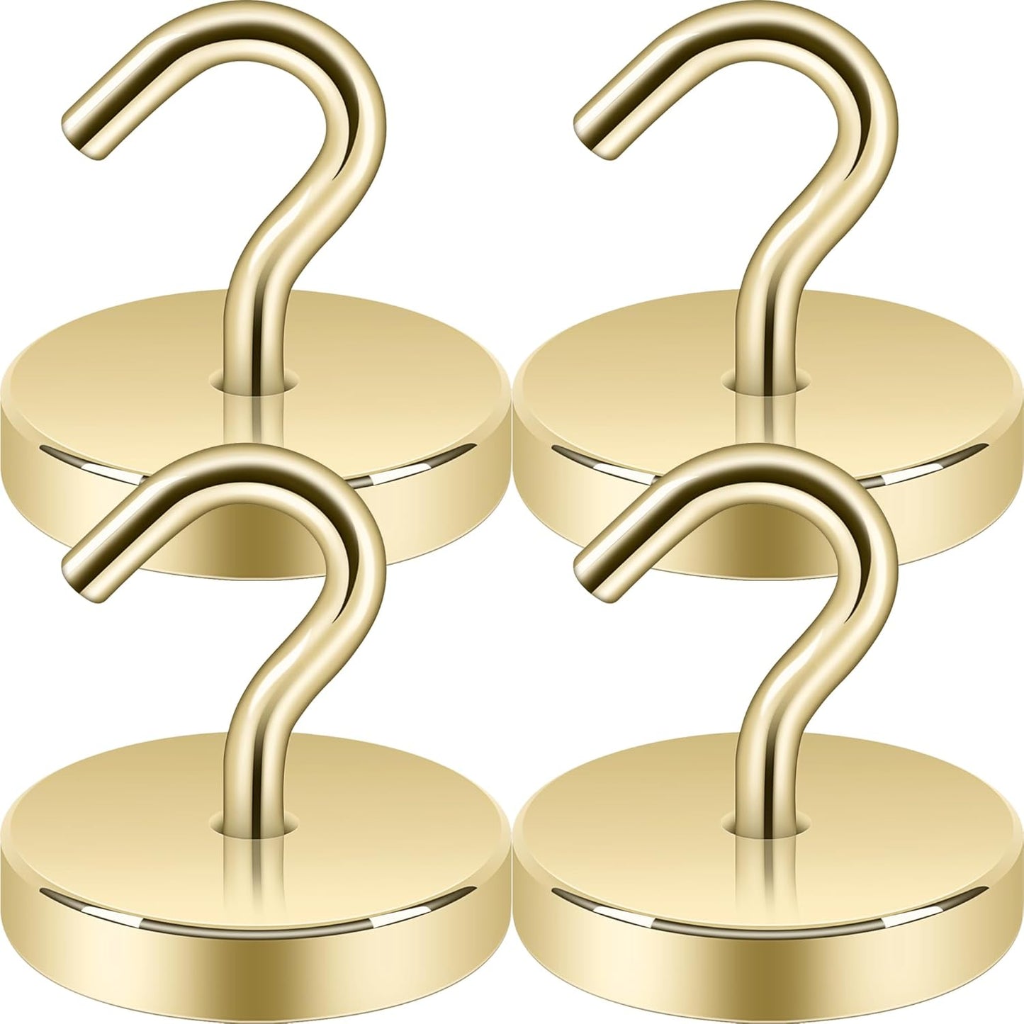 Neosmuk Magnetic Hooks, Heavy Duty 170lb Strong Magnets for Cruise Cabins, Ship Essentials, Large Metal Hooks for Hanging on Fridge(Gold,Pack of 4)