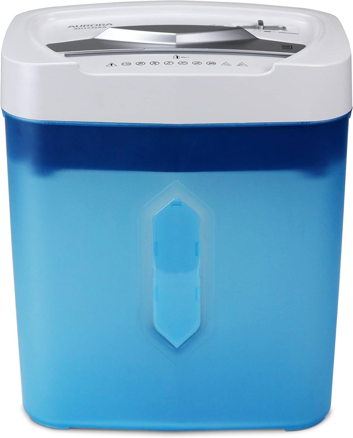 Aurora AU1232XA Anti-Jam 12-Sheet Crosscut Paper/Credit Card Shredder with 5.2-Gallon Wastebasket (White/Semi Translucent Blue)