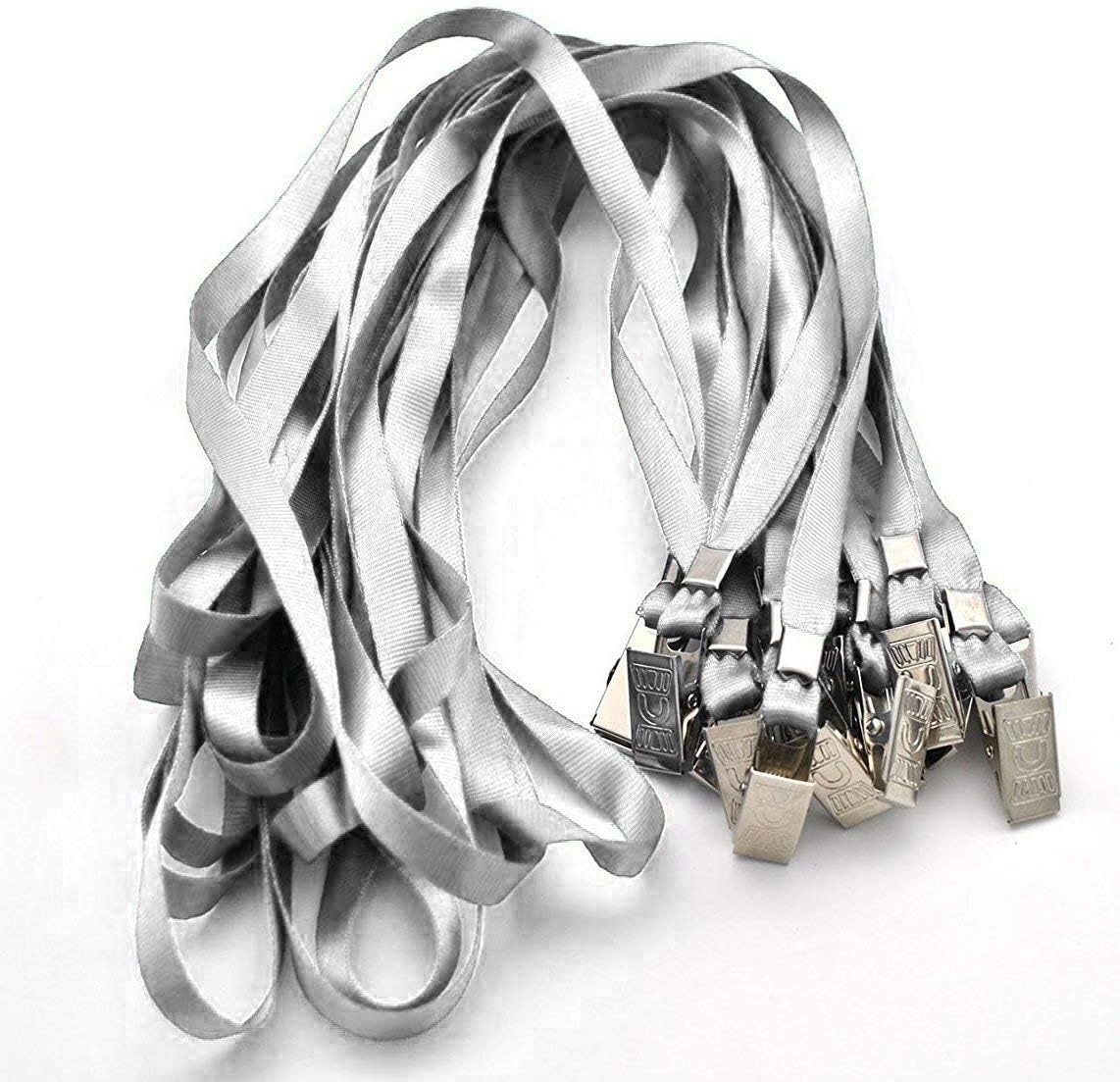 Beebel Gray Lanyards 100 Pack Nylon Flat Badge Lanyard for Id Badge Name Tag (Gray, 100 Pack)