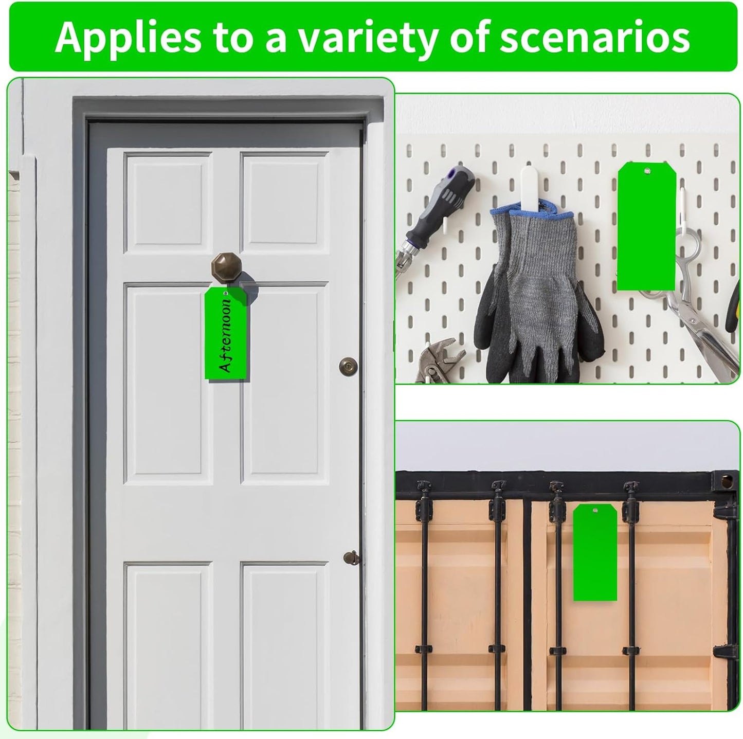 XUWAIDSGN 1000 Pieces 4 3/4" x 2 3/8" Green Plastic Shipping Tags, Waterproof, Writable, Reinforced Hole, Luggage Tags for Equipment, Car Parts