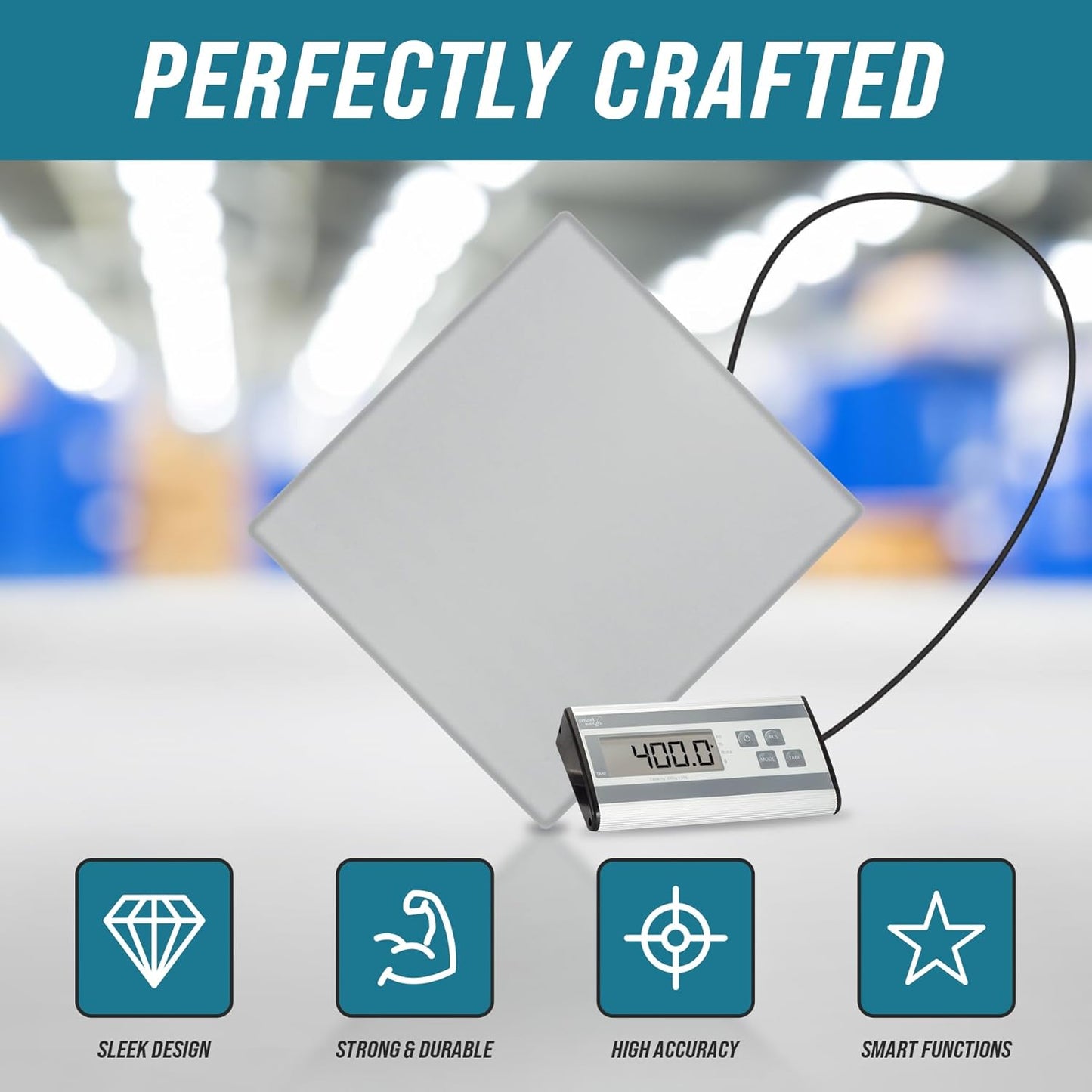 Smart Weigh 440lbs x 6 oz. Digital Heavy Duty Shipping and Postal Scale, with Durable Stainless Steel Large Platform, UPS USPS Post Office Postal Scale and Luggage Scale