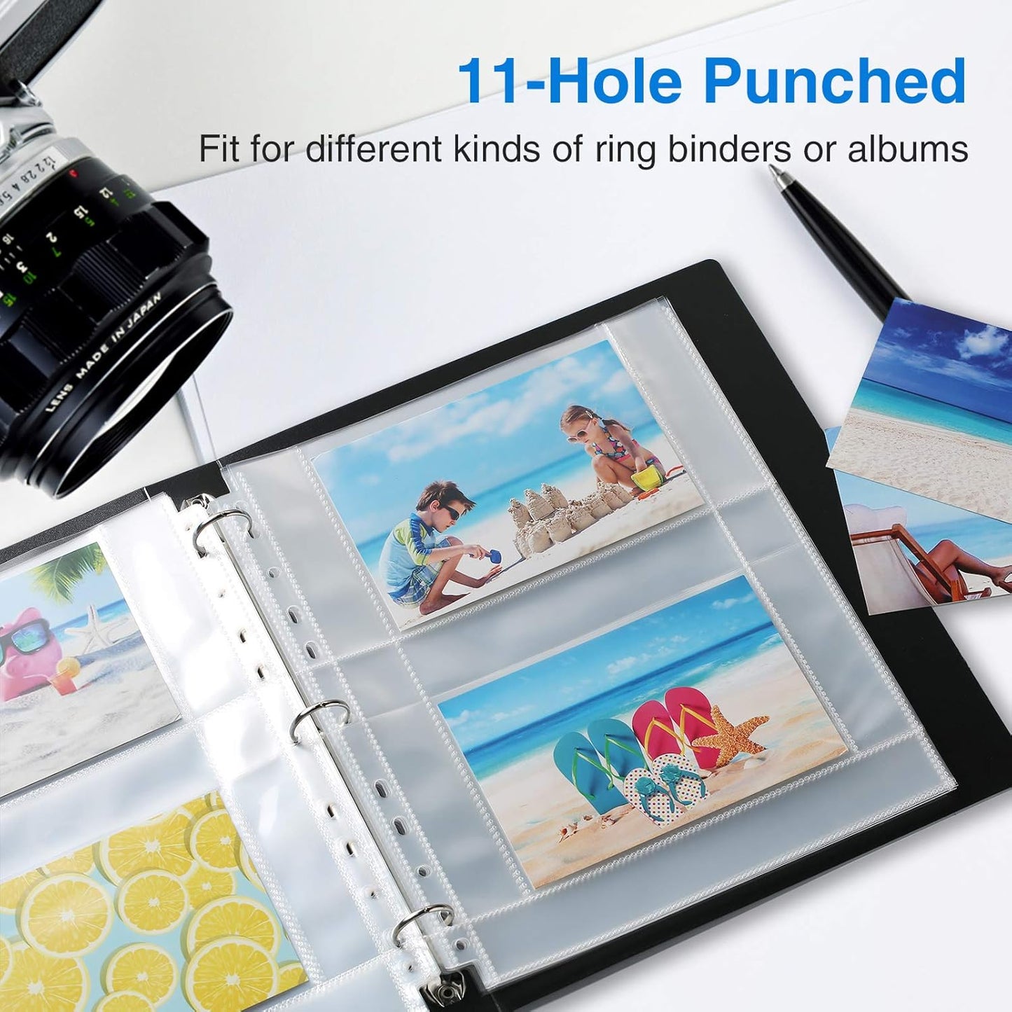 Sooez 30 Pack 4x6 Photo Sleeves, Heavy Duty Photo Sleeves for 3 Ring Binder (for 120 Pictures), Plastic Photo Album Refill Pages, Clear Archival Photo Album Sleeve, Photo Pages Sheets 8.5x11