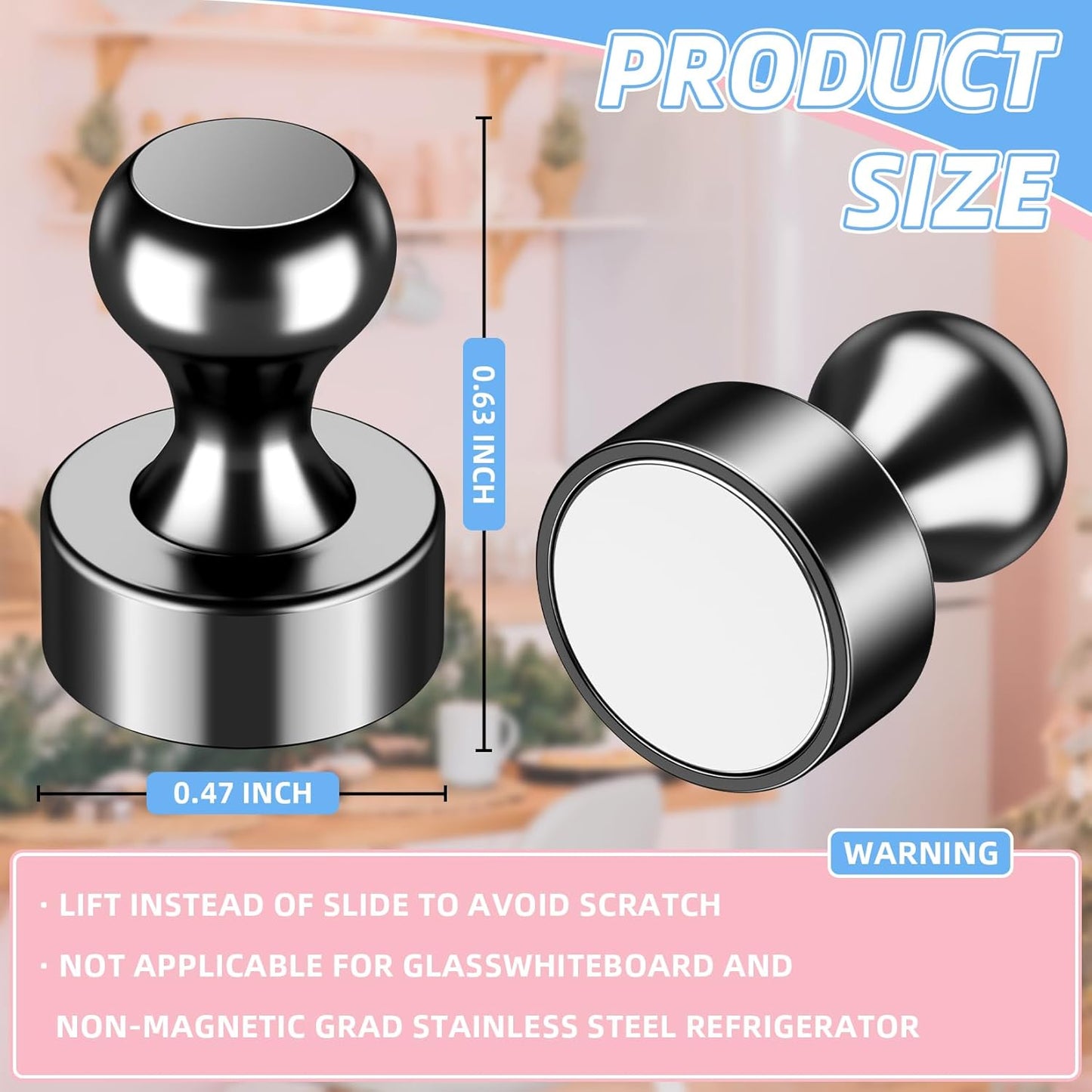 VNDUEEY 20Pcs Strong Fridge Magnets, Black Refrigerator Magnets, Magnetic Push Pins, Strong Whiteboard Magnets for Locker, Map, Kitchen, Office, School, Adults