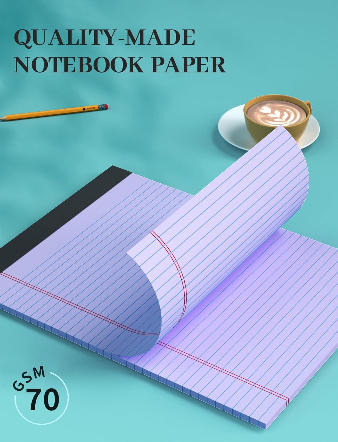 Legal Pads 8.5 x 11, 6 Pack Note Pads 8.5x11, Colored Legal Pads 8.5 x 11 College Ruled, 30 Sheets Per Writing Pads, Perforated Lined Paper Pads with Sturdy Backing, Notepads for School, Office, Home