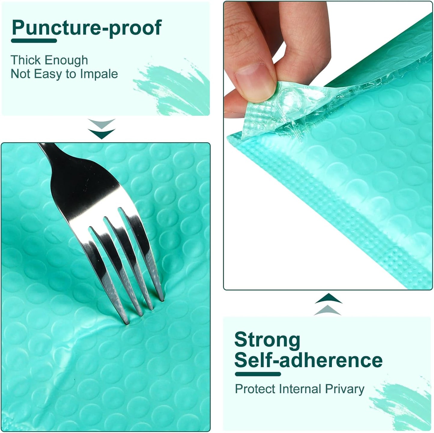Poly Bubble Mailers 4x8 Padded Envelopes #000 50pcs, Self Seal Shipping Envelopes Padded Packaging for Small Business (Teal)