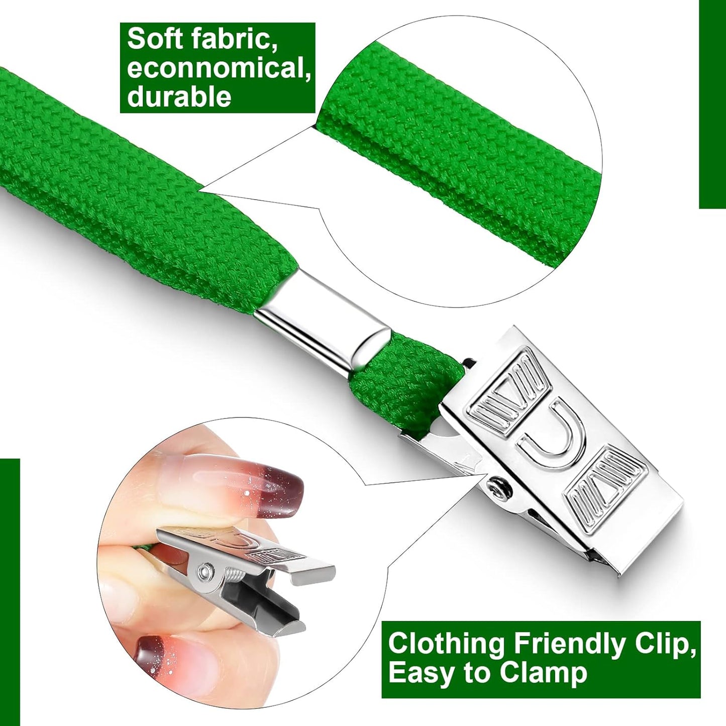 Marspark 50 Sets Clear Name Tags with Lanyard, Lanyards for ID Badges Reusable Strap with ID Holder Plastic Name Badges for Adults Business School Church Conference (Green)