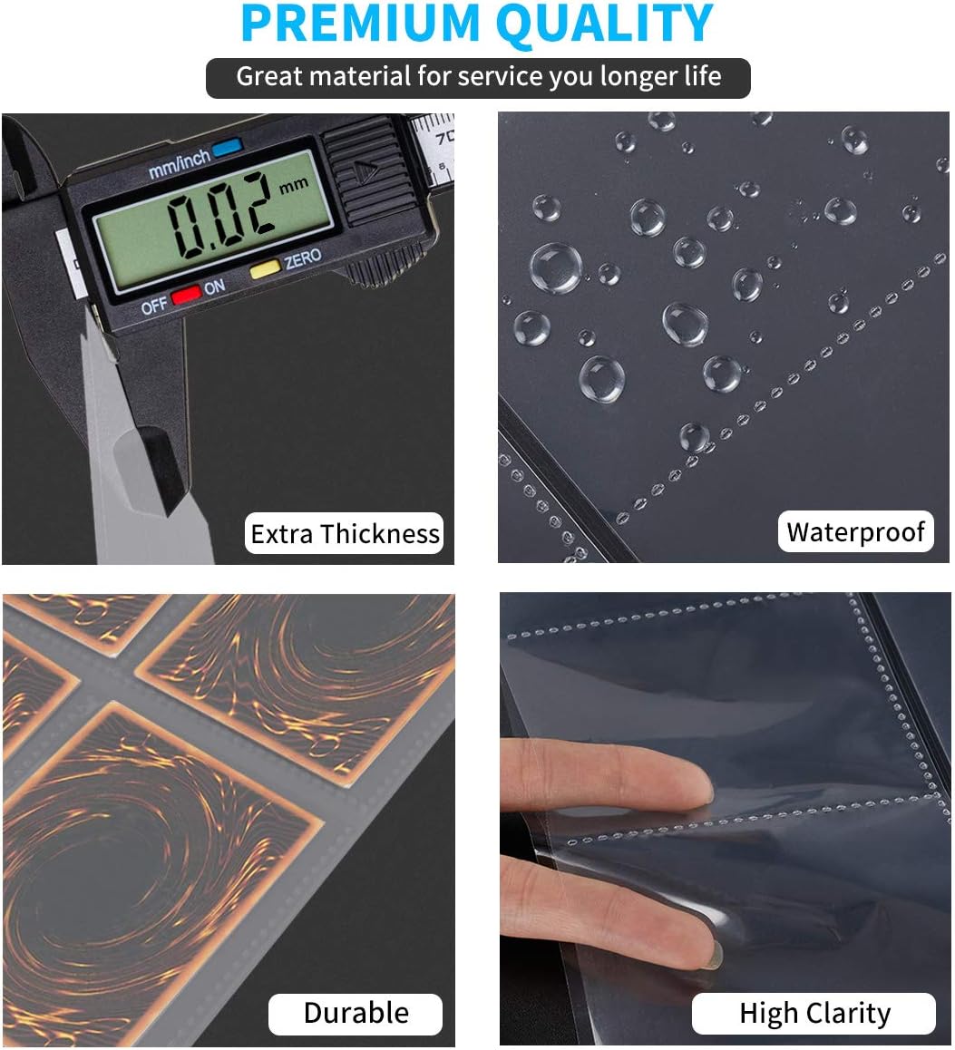 2088 Pockets Baseball Card Sleeves, JIQEZNL Premium 9 Pocket Trading Card Binder Sleeves for 3 Ring Binder, Double Side Card Protector Pages for Pokemon, Yugioh, Sport, Football Card Collector