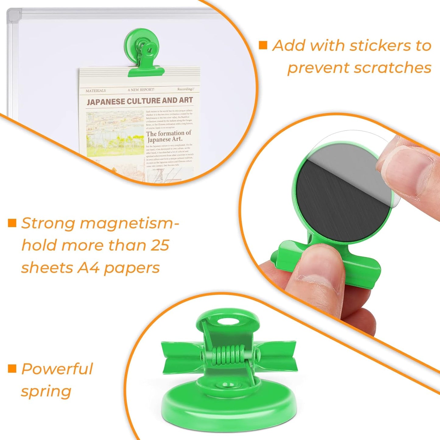 VNDUEEY 20 Pack Magnetic Paper Clip Dispenser Holder, Paperclip Dispenser for Desk, School, Office, Fridge Magnets Refrigerator Magnets, Magnet Clips for Whiteboard Locker (Green) ﻿