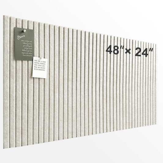 Large Cork Board for Office, 8 Pack Felt Wall Tiles with Slat Wall Paneling, Felt Bulletin Board Pin Board Cork Boards for Walls - Oatmeal