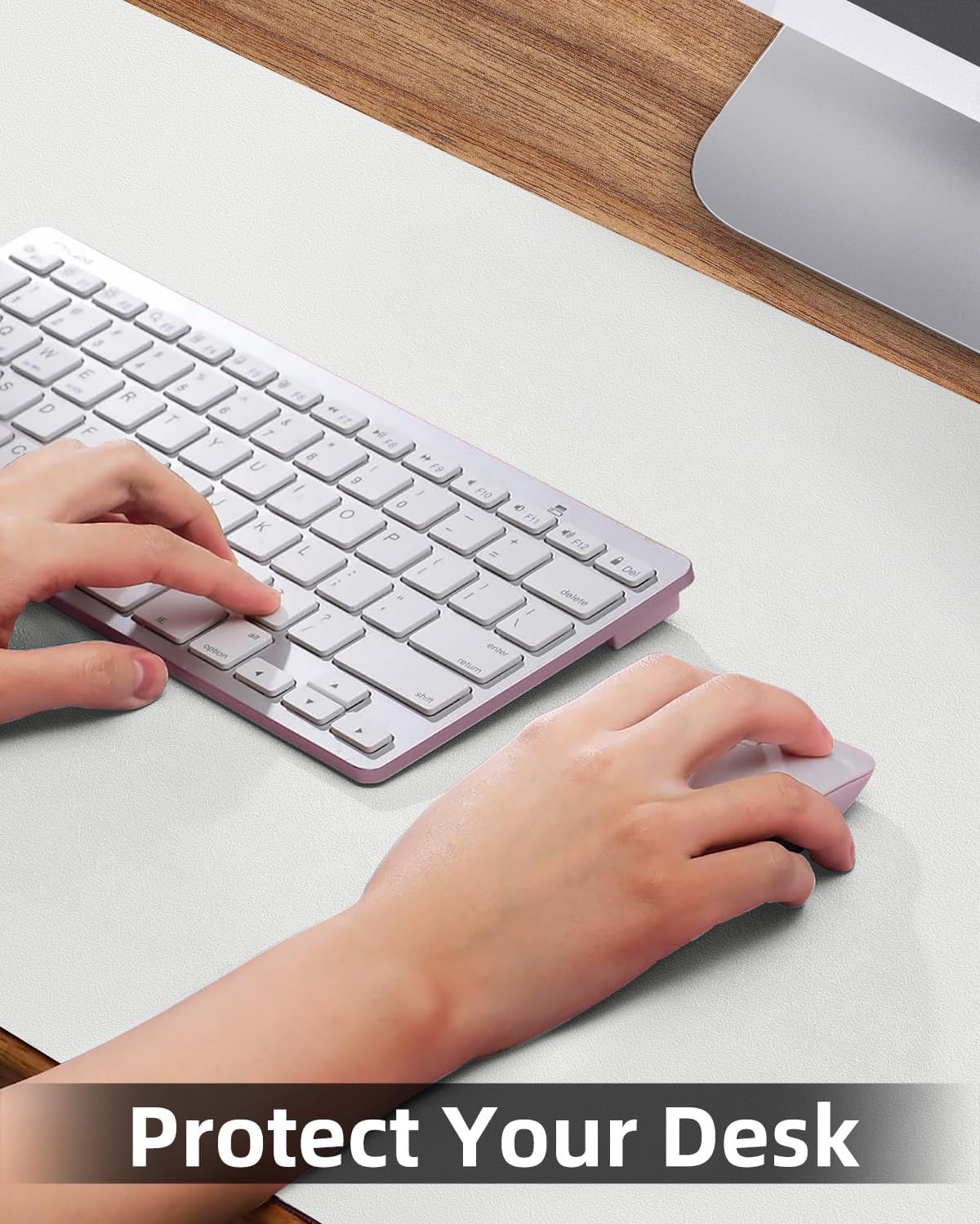 PULeather Non-Slip Desk Mat, Large Mouse Pad & Laptop Desk Pad - Waterproof Writing Pad for Office & Home (Ivory White, 35.4" x 17")