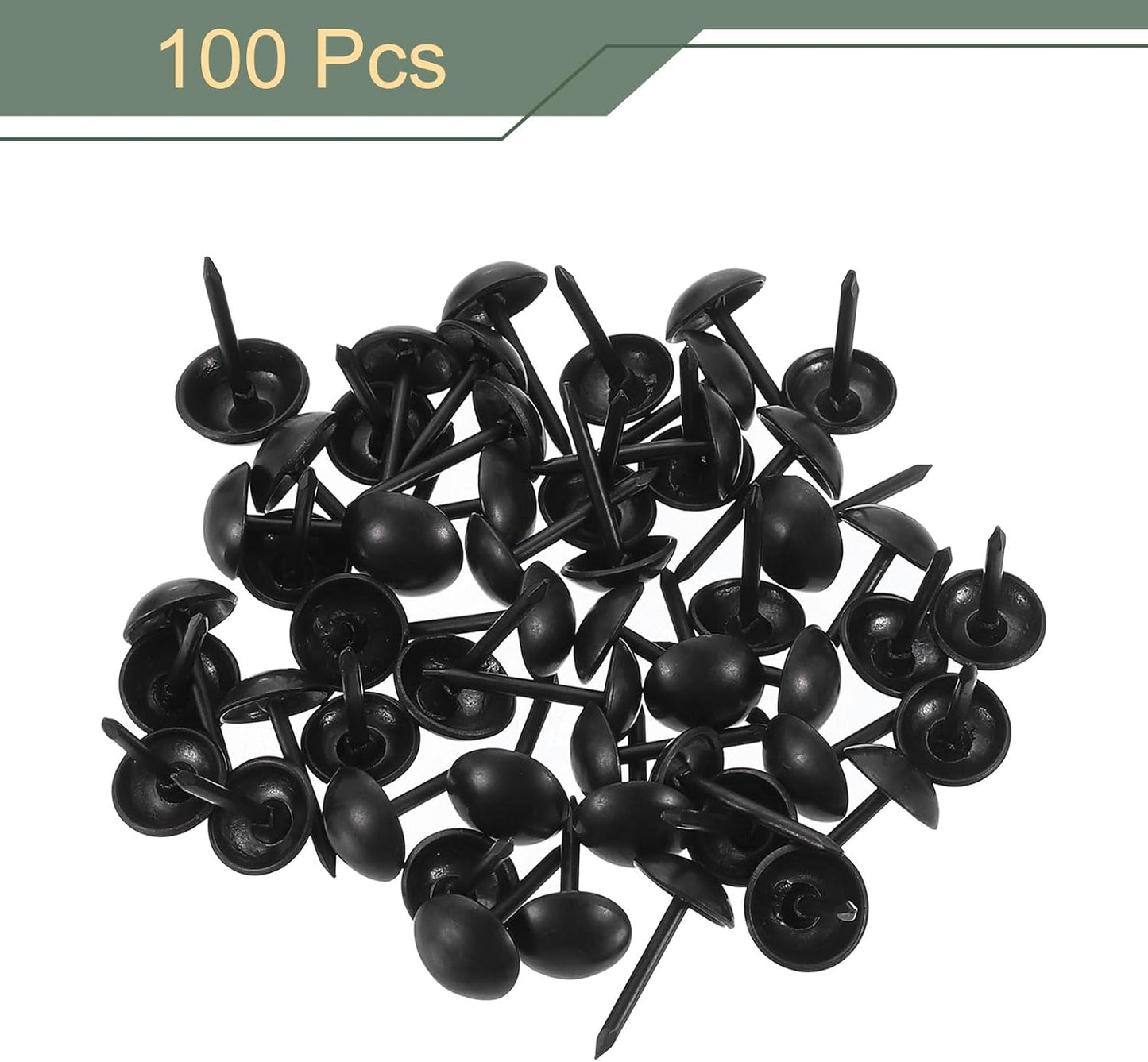 uxcell 100 Pcs Upholstery Tacks, 7 x 13mm Round Head Upholstery Nails Pins Vintage Decorative Furniture Tacks for Chairs Sofas Beds DIY Project, Black