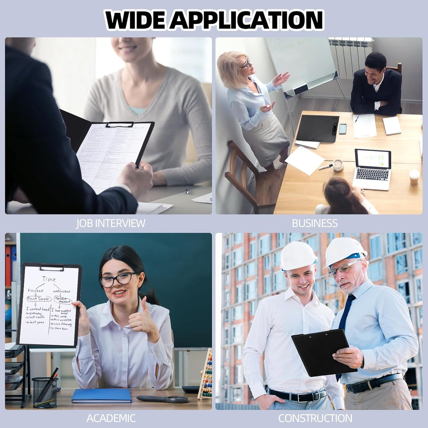 Clipboard Folder, 5 Pack A4 Foldable Clipboard with Horizontal and Vertical Double Metal Clips, 360 Degree Foldable Binder Clipboards with Pen Holder, File Cover Folder Clipboards, Black