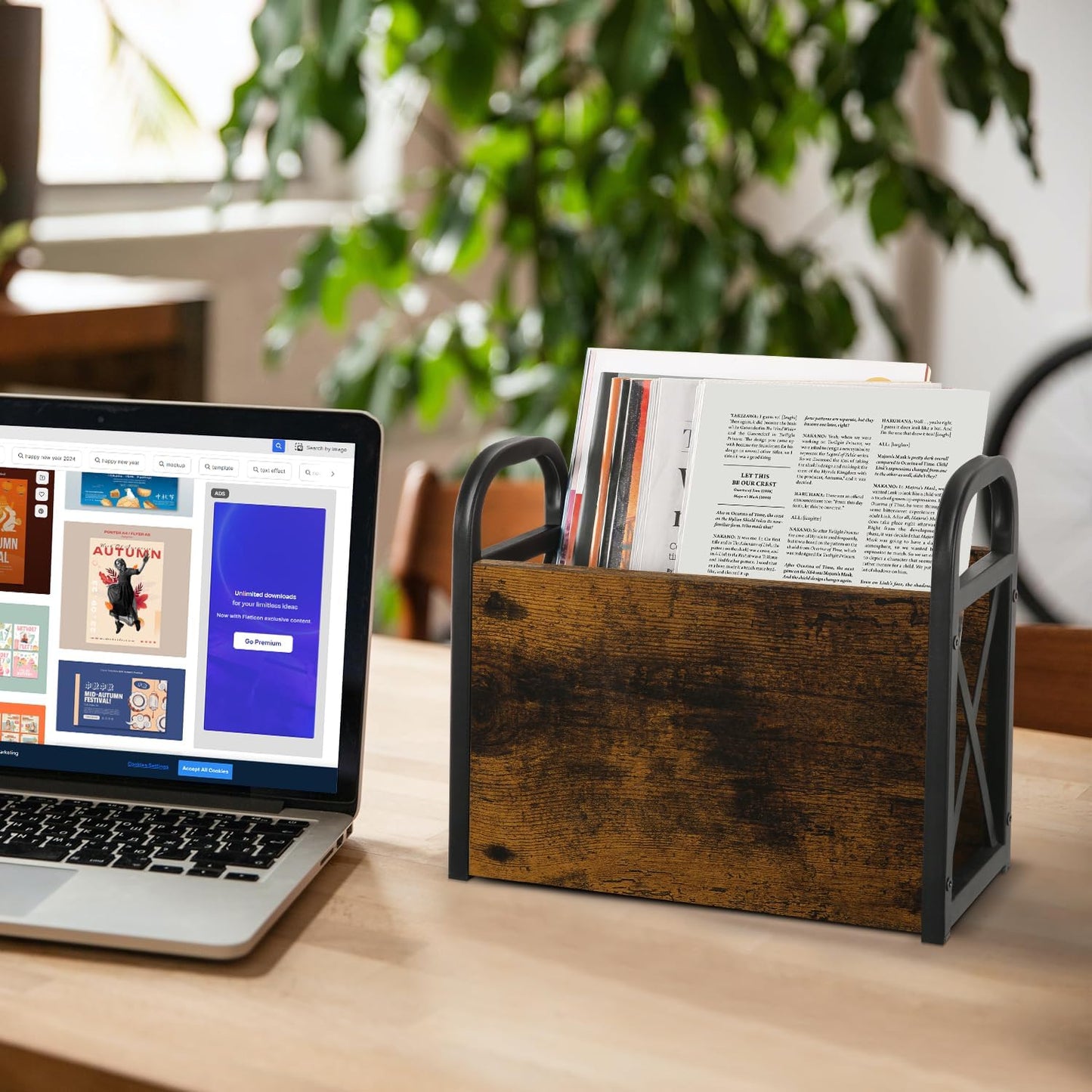 YINMIT Magazine Holder, Magazine Rack Floor, Magazine Storage Basket, Folder Organizer Bin for Books, Newspapers, Tablets