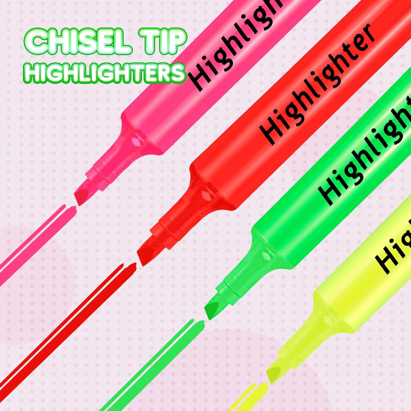 Qilery 24 Pack Tank Style Highlighters Chisel Tip Highlighters Bulk Colored Markers for Adult Coloring, Home Office Supplie(Green)