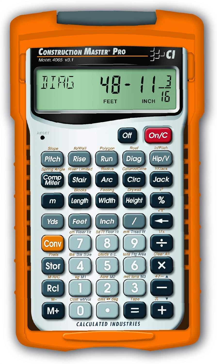 Calculated Industries Construction Master Pro Advanced Construction Math Feet-inch-Fraction Calculator + Staedtler 12-Inches Architect Triangular Scale Bundle