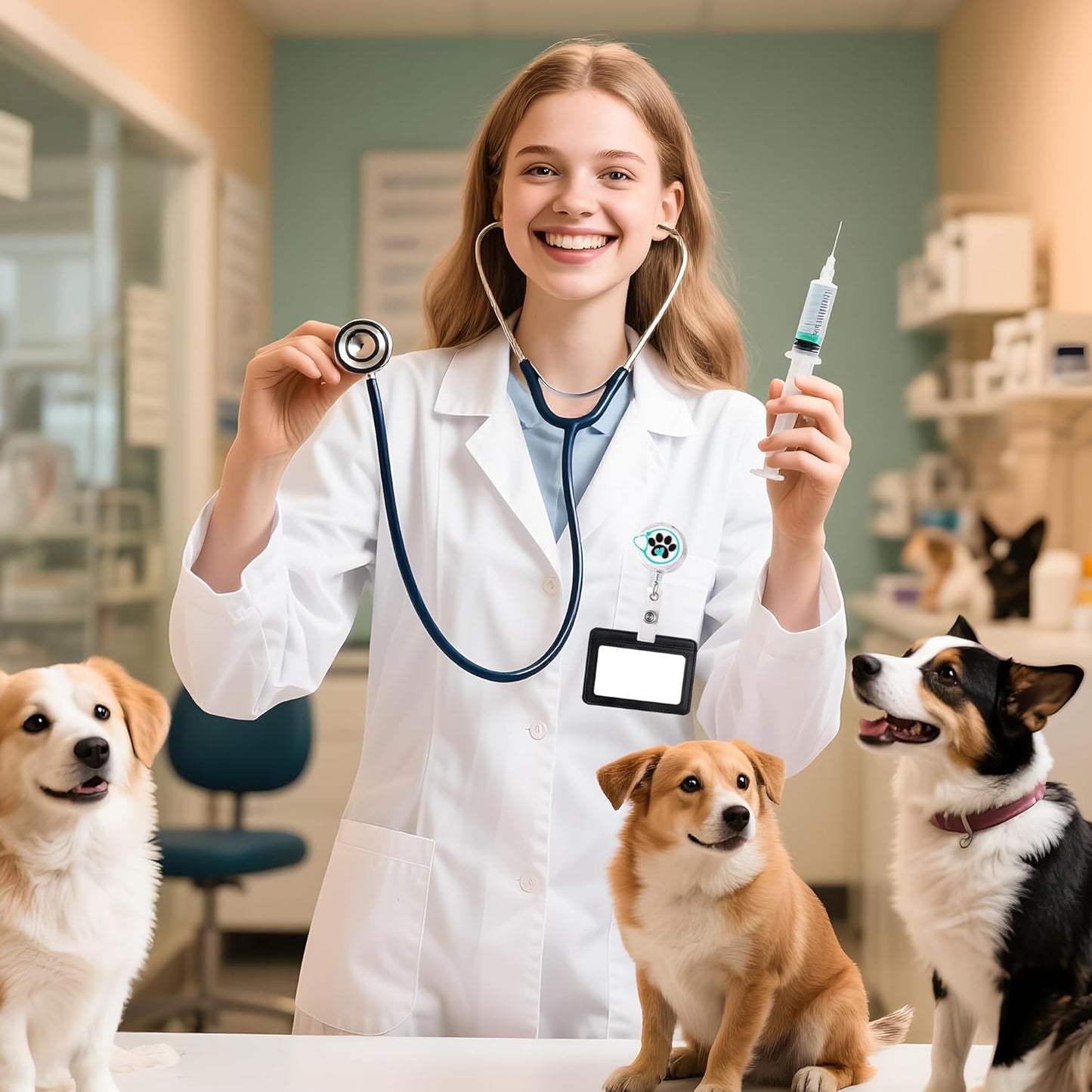 24 Pcs Vet Teach Gifts Cute Badge Reel, Retractable Veterinary ID Badge Holders Vet Teach Accessories for Men Women Vet Tech Week Gifts.