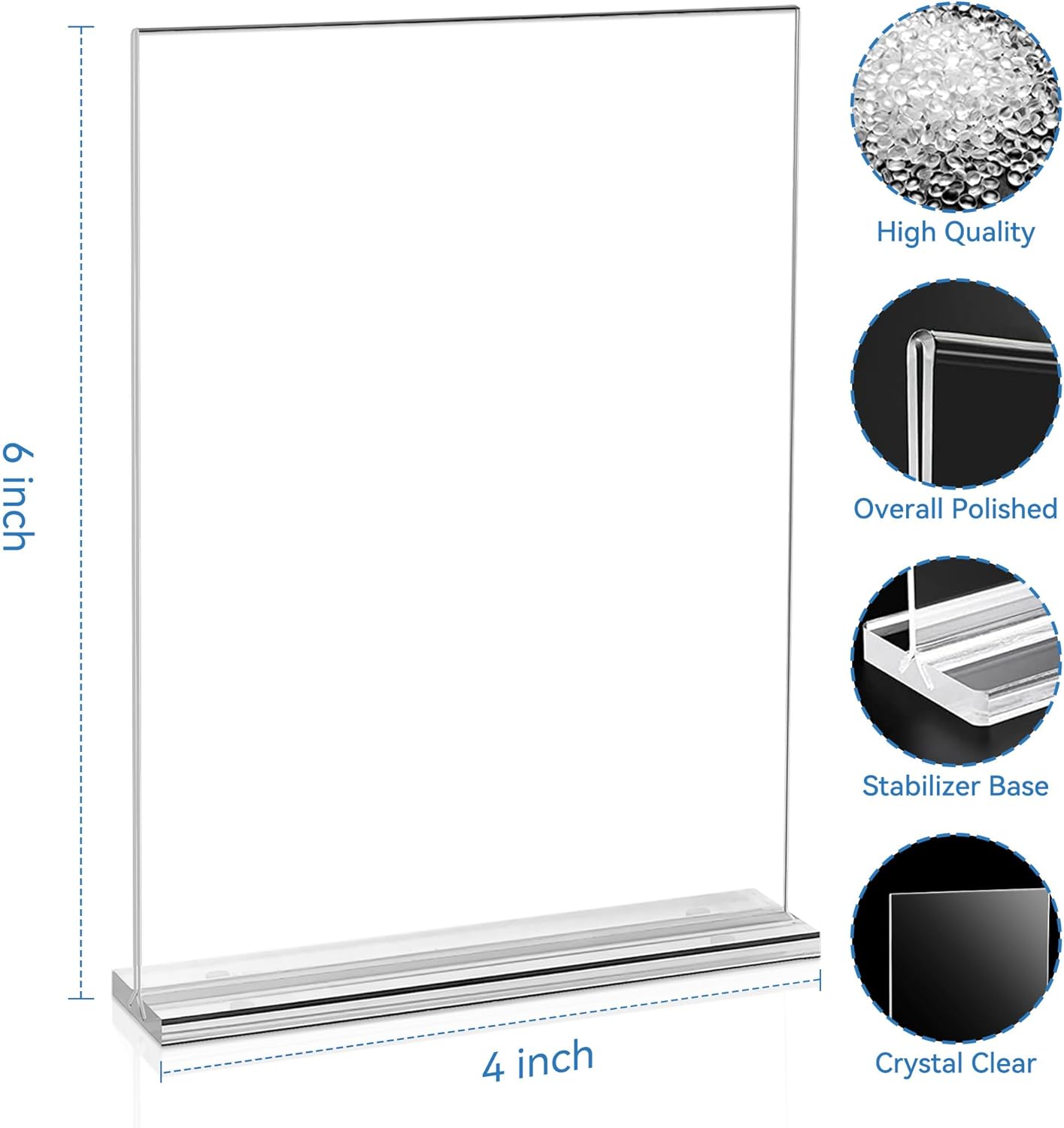 EHWINE 10 Pack Acrylic Sign Holder 4x6, Double-Sided Stand up Table Top Sign Holders, Clear Acrylic Picture Frame Paper Holder Display Stand for Office Business Store Wedding Party