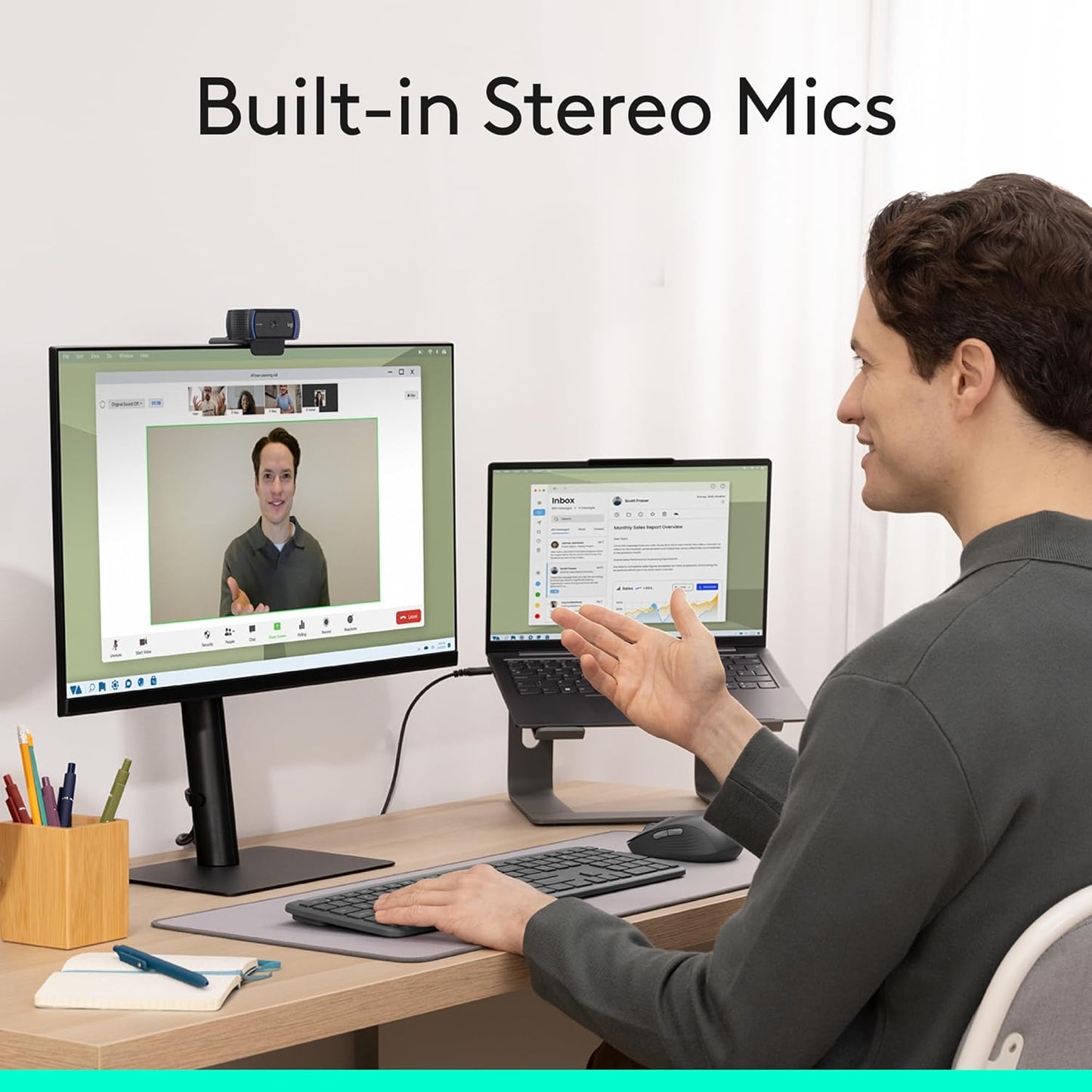 Logitech C920x HD Pro Webcam, Full HD 1080p/30fps Video, Clear Audio, HD Light Correction, PC Camera Webcam, Works with Skype, Zoom, Facetime, PC, Laptop, Mac, Tablet - Black