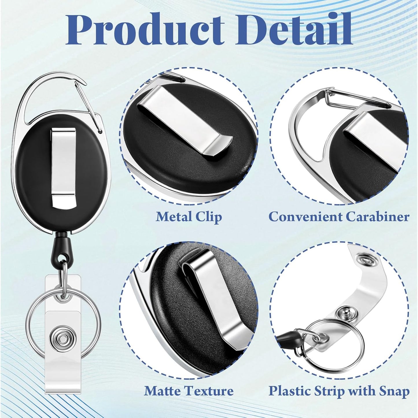 Honoson 110 Pcs Black Heavy Duty Retractable Badge Reels Batch ID Badge Holder Retractable Clip Bulk Key Holder with Ring for Office Worker Employee Doctor Nurse Gifts