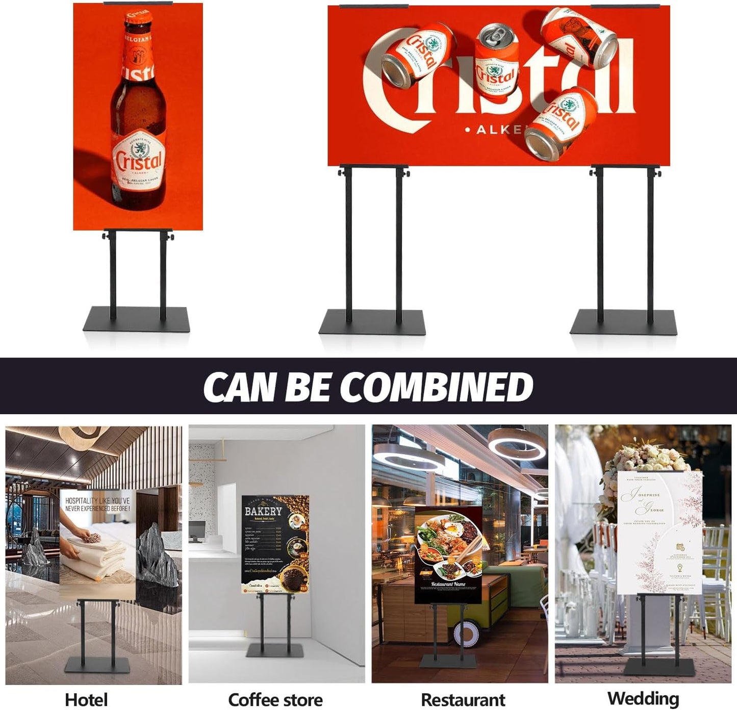 Poster Stands for Display, Adjustable Height Sign Holder with Heavy Duty Pedestal, Stand Up Banner Sign for Floor, Height Up to 80 inch, Double-Sided Signage with Non-Slip Mat (5 Pack)