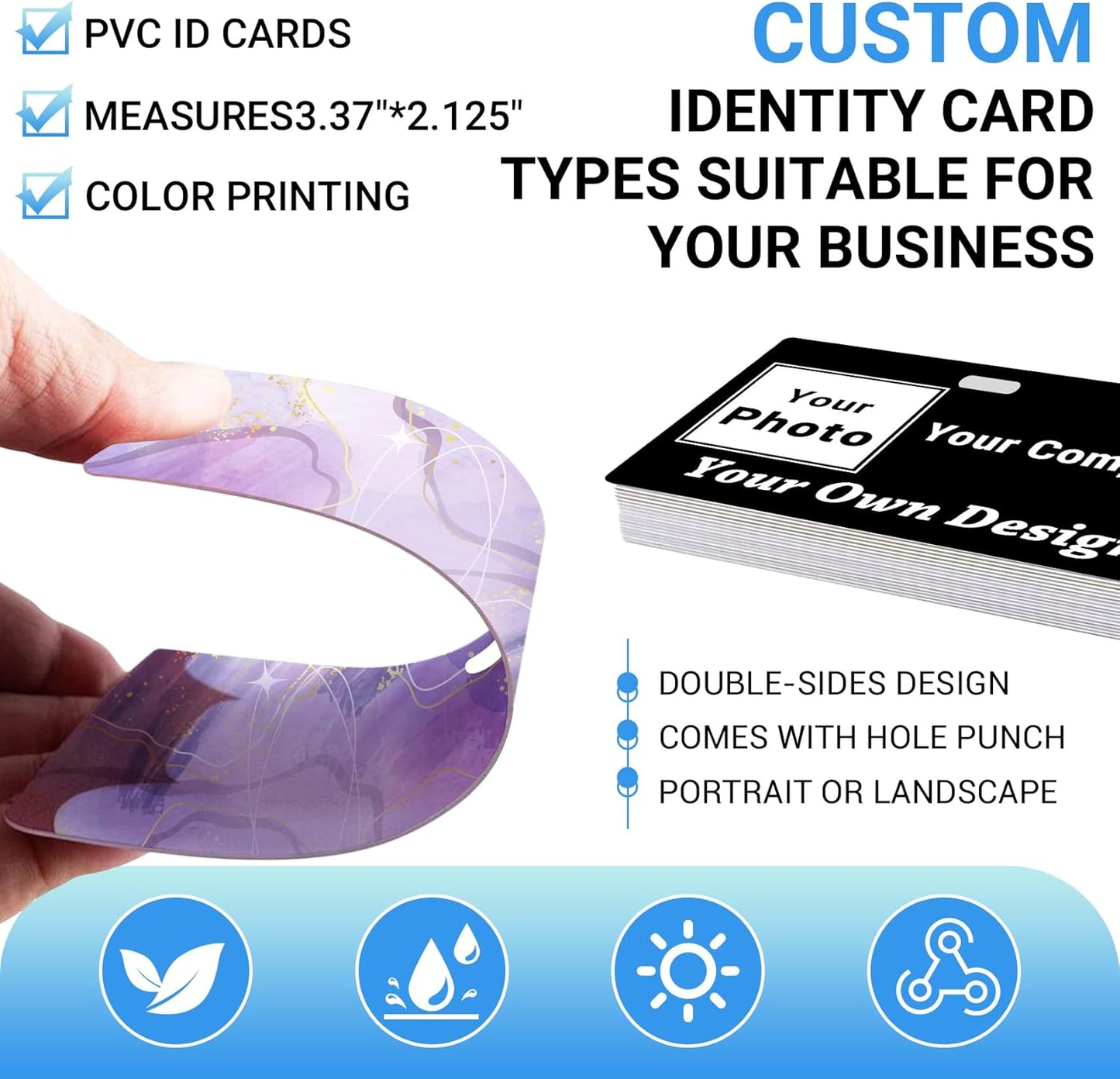 Custom Id Badge Custom Id Card Identification Badges Customizable Personalized Name Badge Customize Name Tag Photo Logo Employee Work Office Volunteer Customized Personal (Horizontal-9)