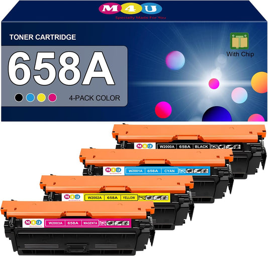 658A Remanufactured Toner Cartridges 4 Pack(with Chip) Compatible with 658A Toner Cartridge W2000A W2001A W2002A W2003A- Working with Color Enterprise M751dn M751n Printer(Black Cyan Yellow Magenta)