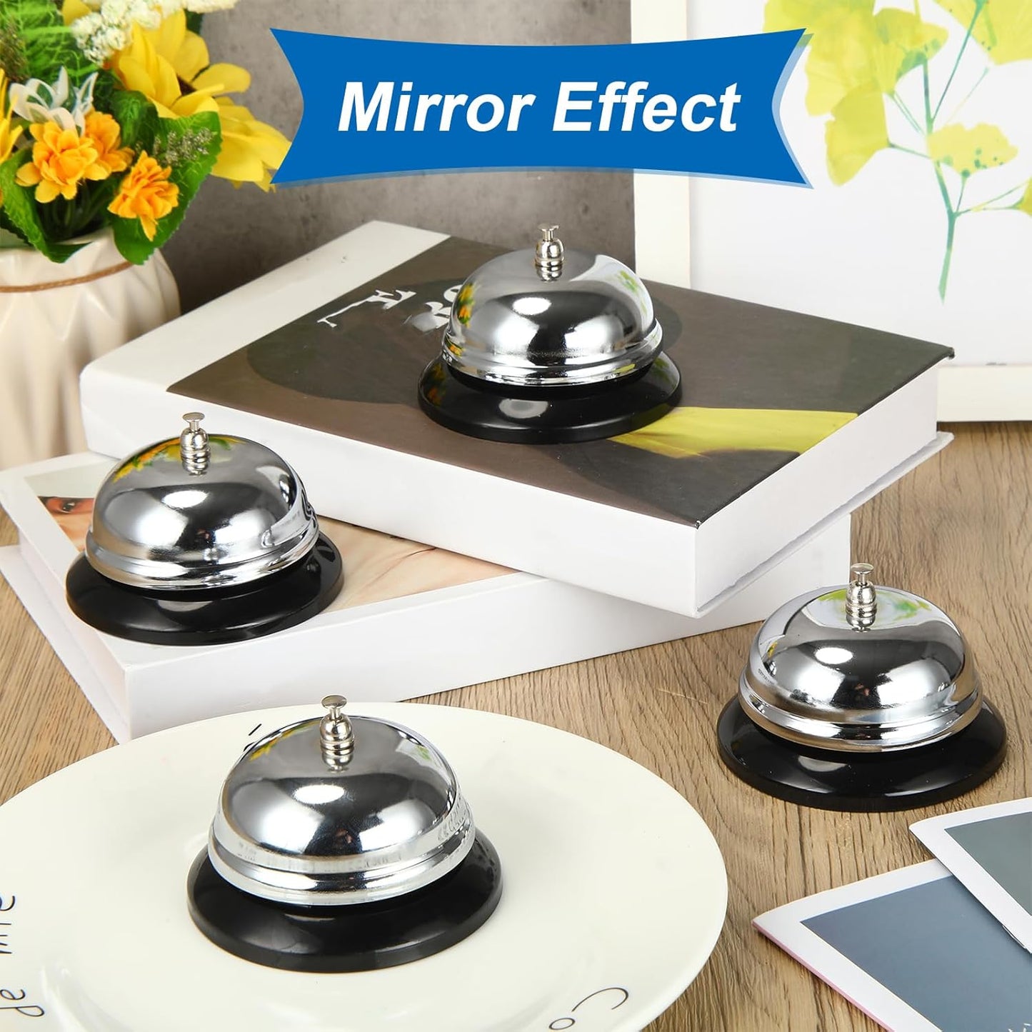 Yexiya 48 Packs Call Bell 3.35 Inch Diameter with Metal Anti-rust Construction Service Bell for Hotels, Schools, Restaurants, Reception Areas, Hospitals, Warehouses