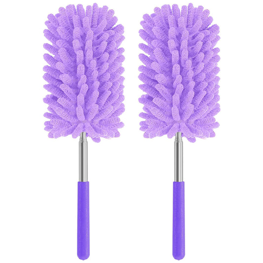 Mini Duster for Cleaning, 360° Bendable Hand Dusters with Extension Pole, Washable Small Duster for Car Interior, Office, Furniture