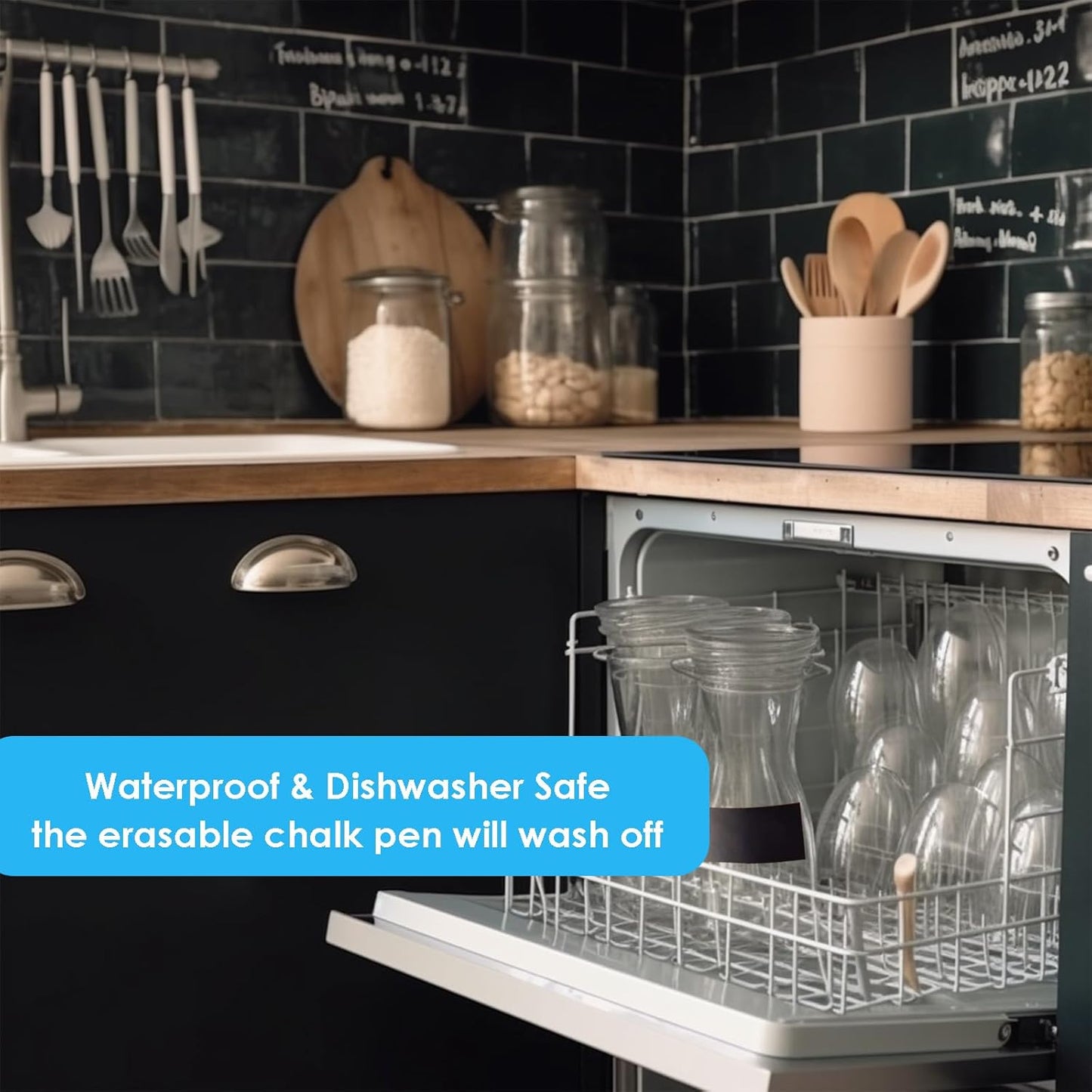 Chalkboard Labels for Jars - 140 Pcs Reusable Waterproof Chalk Stickers with 2 Chalk Marker, Organize Home & Kitchen, Storage Bins, Parties, Weddings (Rectangle)