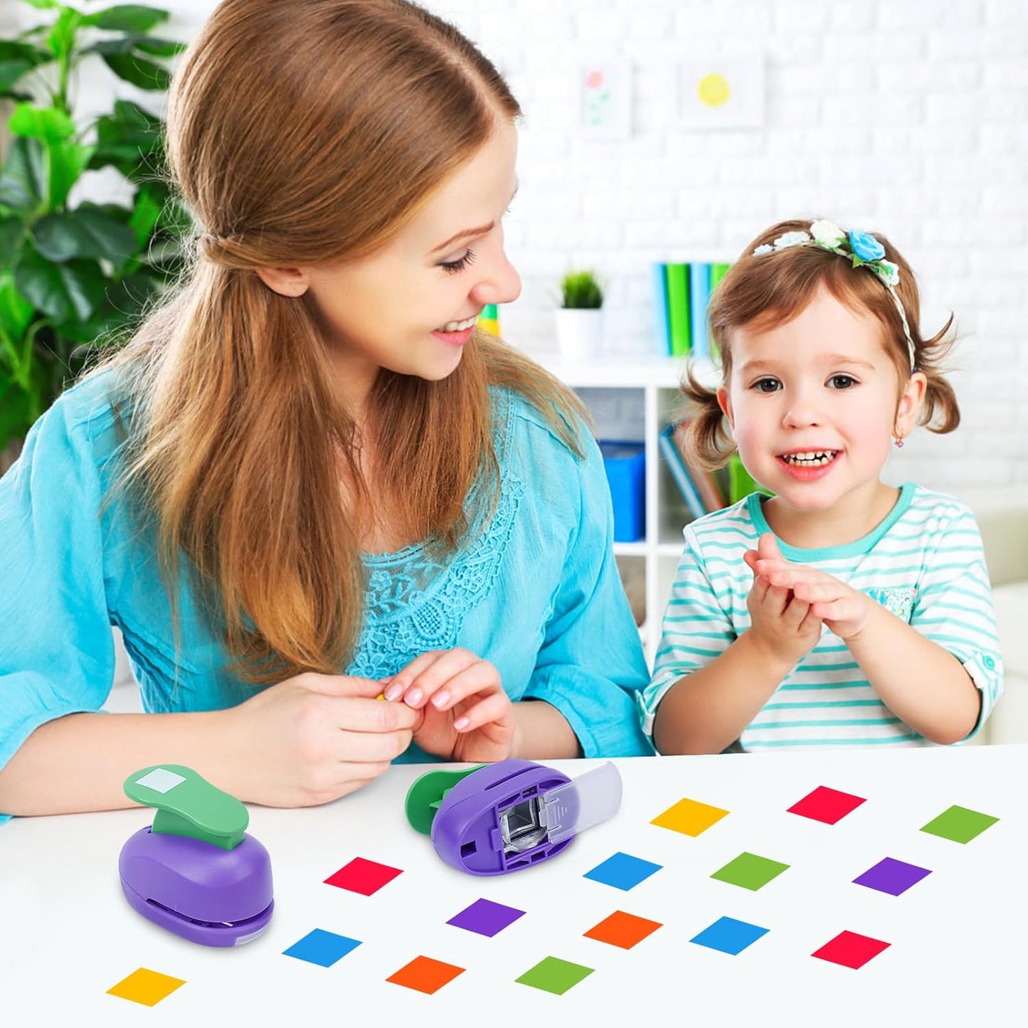 UCEC Square Hole Punch 3/4 Inch Craft Lever Punch Handmade Paper Puncher for Crafting Scrapbooking Cards, DIY Cards Making Square Shaped Punches for Paper Crafts, Candy Color Random