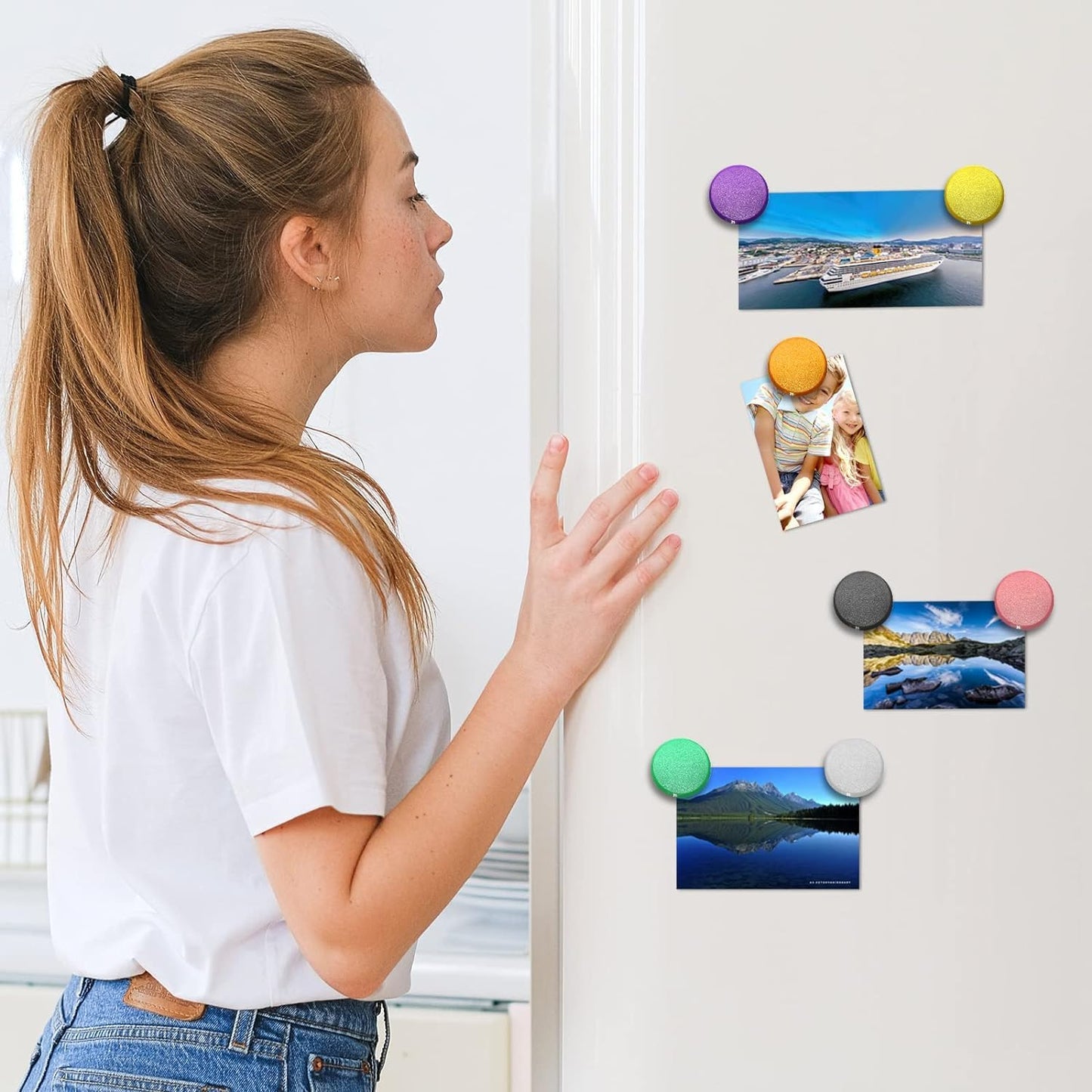 Qualsen Fridge Magnets - 50pcs Mini Cute Magnets for Fridge, Locker, White Board, Kitchen, Office, Classroom (Green)