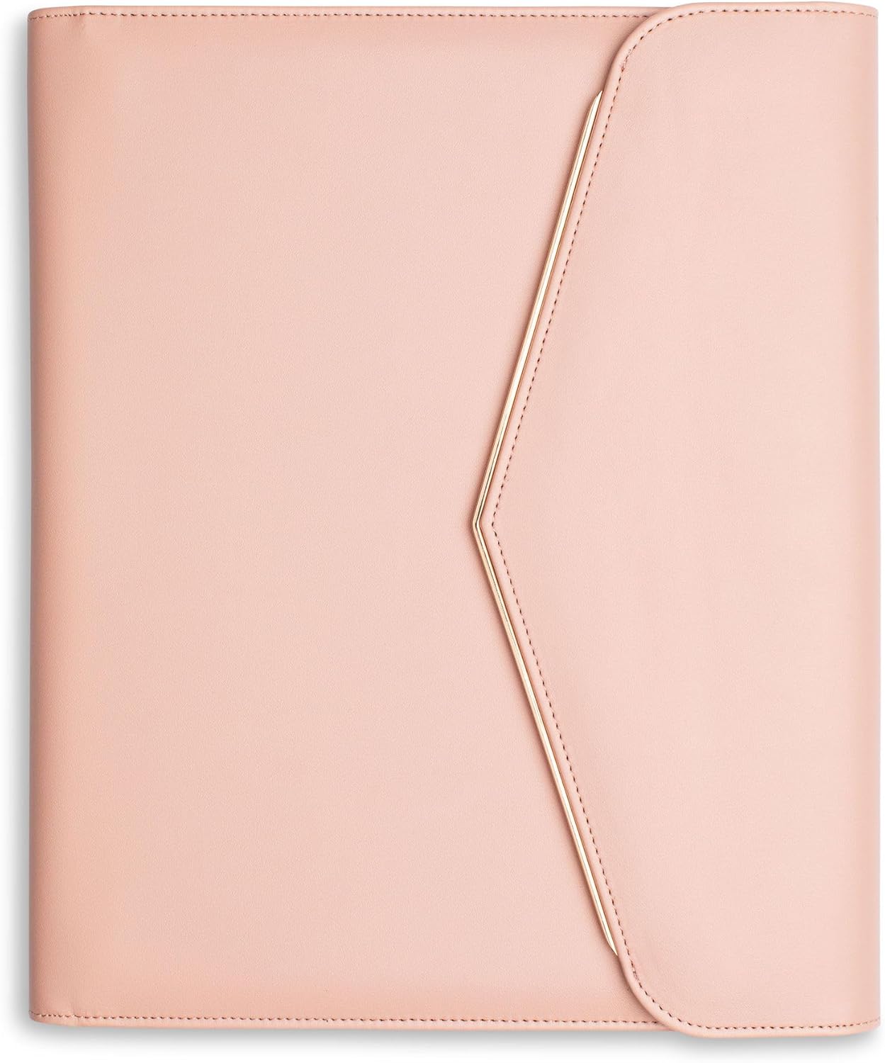 Padfolio Binder Organizer for Women | Faux Leather Portfolio Folder for Resume, Documents, Notebook, Tablet and Business Cards | Notepad Included - Pink with Gold Edge