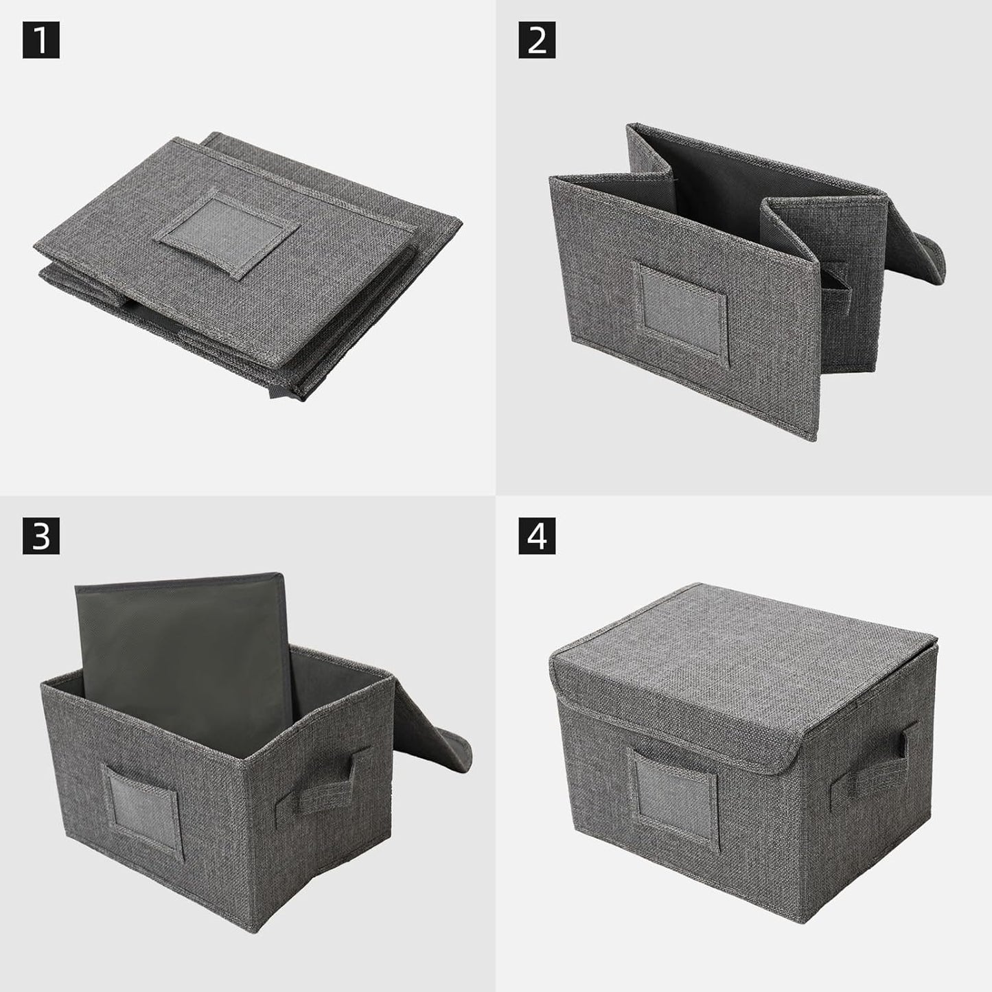 Vienrose Greeting Card Organizer Storage Box with 20 Removable Dividers, 84 Self-stick Labels, Perfect for Photos, Envelopes, Scrapbooking, Paper, Stickers Holder 2 Pack Grey