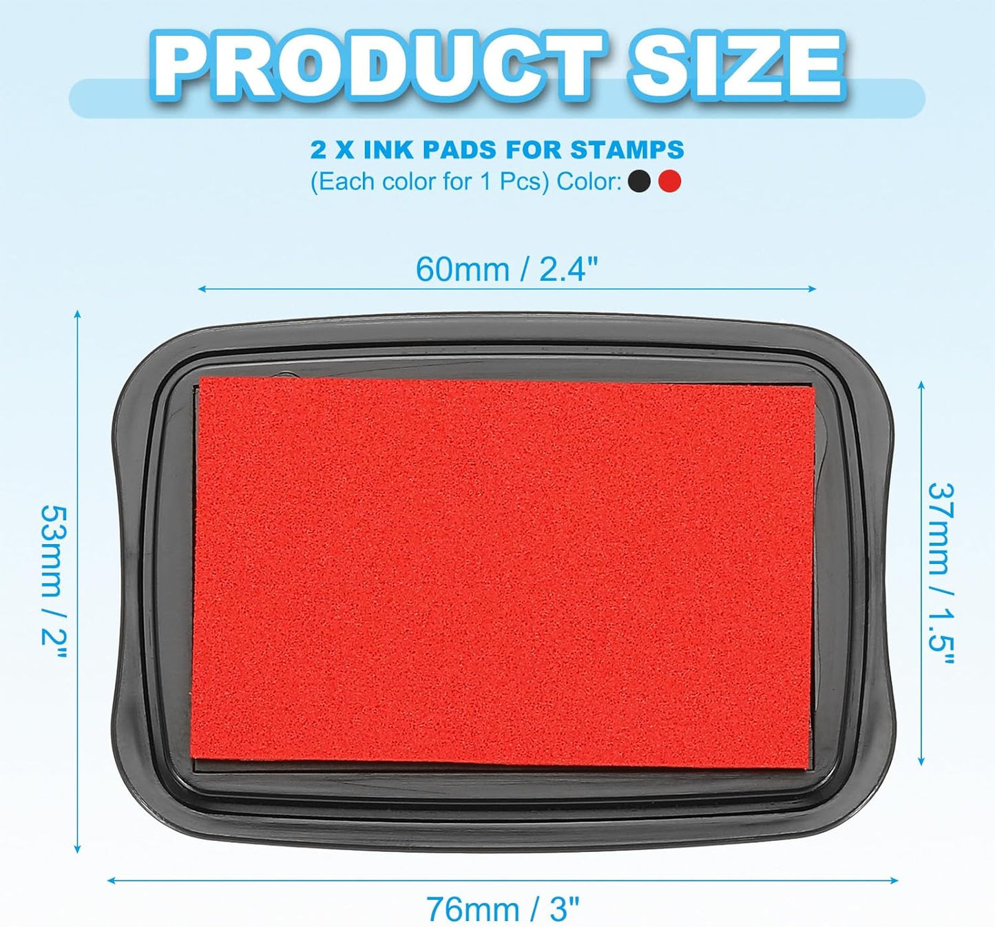 PATIKIL 3"x2" Large Stamp Pad, 2Pcs Washable Craft Ink Pad for Rubber Stamp Card Making Stamping Scrapbook Fingerprint Handprint, Red/Black