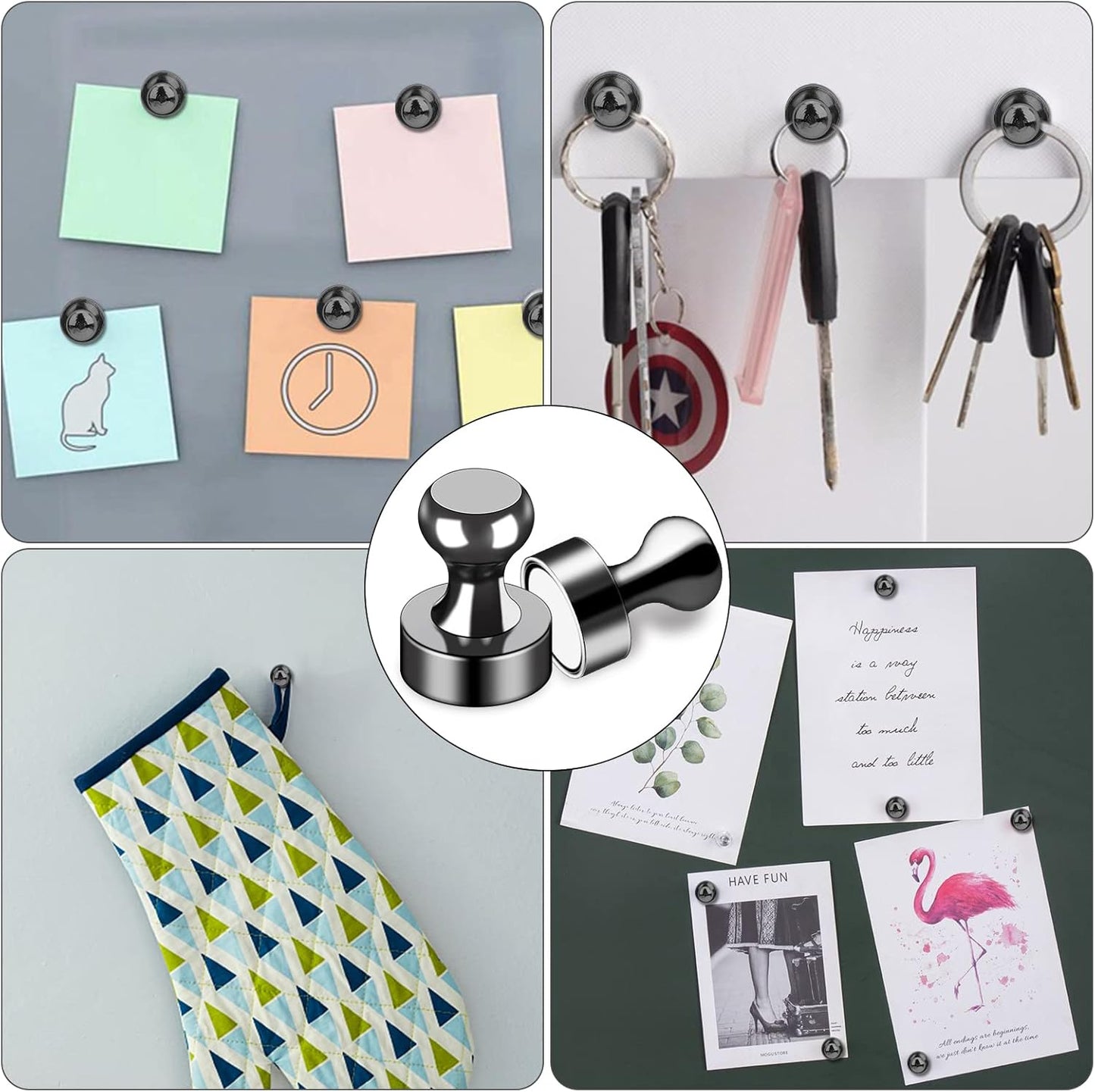 LOVIMAG Strong Refrigerator Magnets, 25 Pcs Black Push Pin Magnets, Perfect for Fridge, Office, Classroom