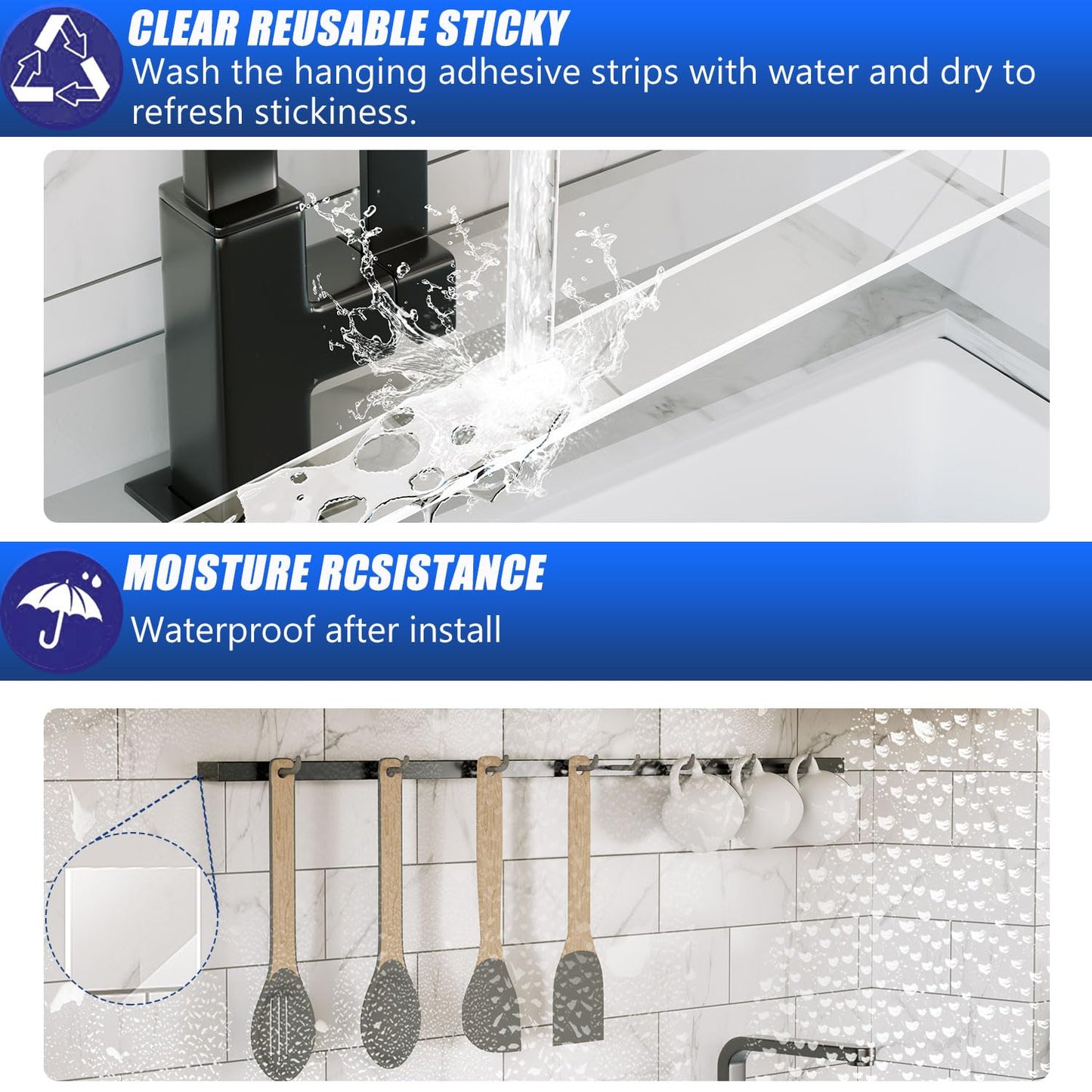 Double Sided Tape Heavy Duty, Clear Wall Mounting Tape, Picture Hanging Adhesive Strips Removable, Strong Poster Glue Adhesive Tape, Nano Tape Sticky Tack for Carpet, Hangers, Frame, 2 Pack Extra Wide