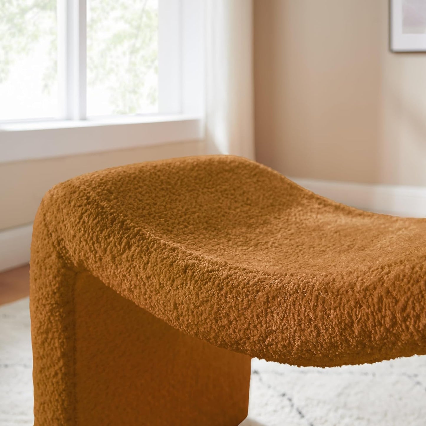 Large Footstool Ottoman, Multi-Functional Modern Foot Stool, Sofa Footrest Extra Seating for Living Room, Entryway, Hallways and Bedrooms, Large, Curry