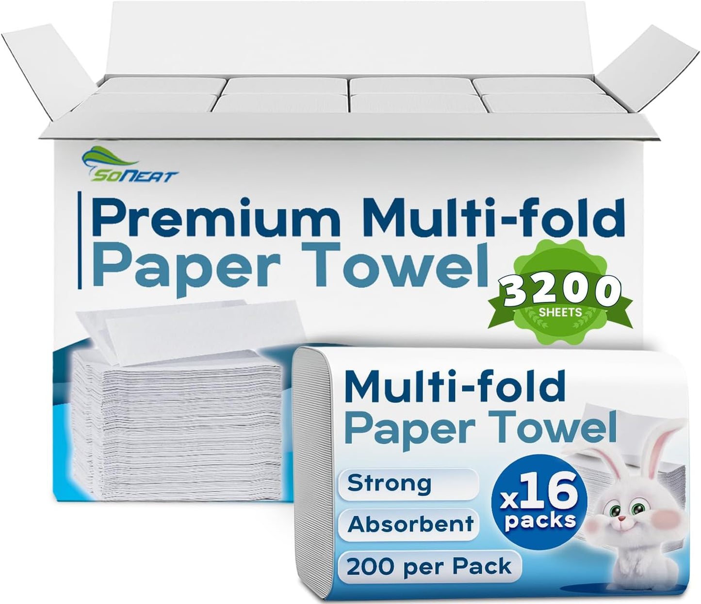 Trifold Paper Towels - 3200 Sheets Multifold Disposable Paper Hand Towels for Bathroom, Commercial, Household, Hand Paper Towels for Bathroom Dispenser, 16 Packs (200 Count/Pack)