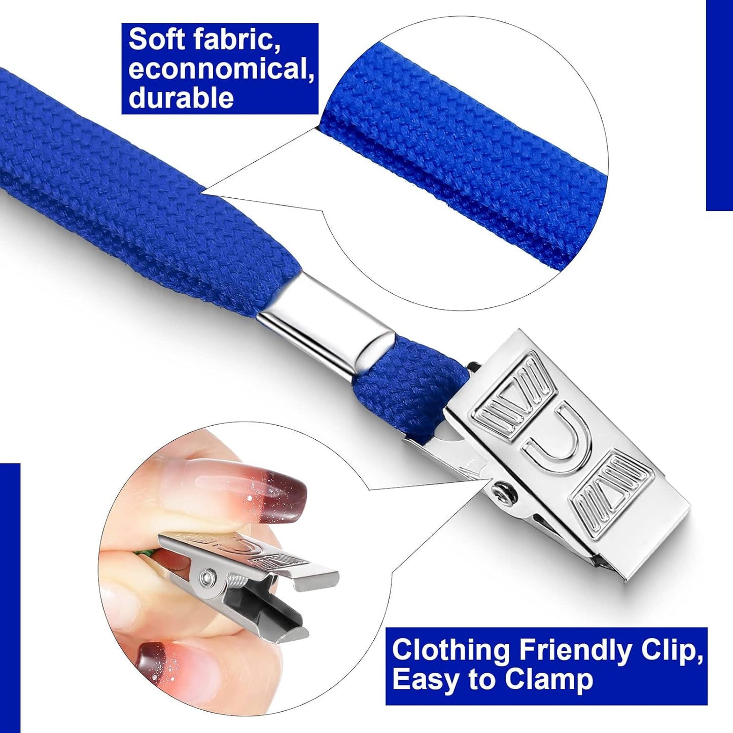 Marspark 100 Sets Clear Name Tags with Lanyard, Lanyards for ID Badges Reusable Strap with ID Holder Plastic Name Badges for Adults Business School Church Conference (Blue)