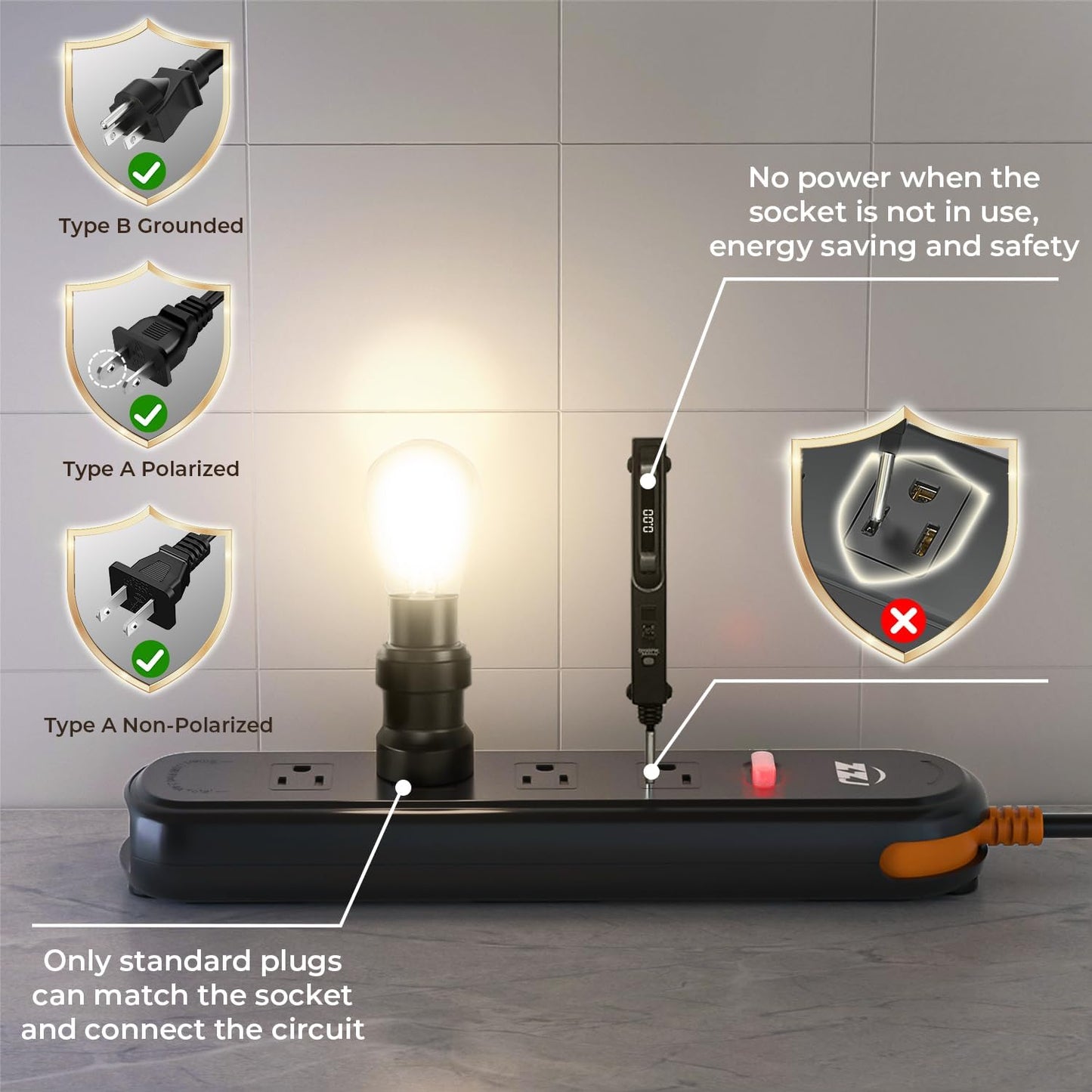 Outdoor Power Strip Weatherproof, 7-in-1 Surge Protector with 4 Wide Outlets 2USB A and 1USB C,1875W/15A, 10FT Flat Plug Multi-Plug Outdoor Extension Cord Waterproof for Indoor Outdoor, UL FCC Listed