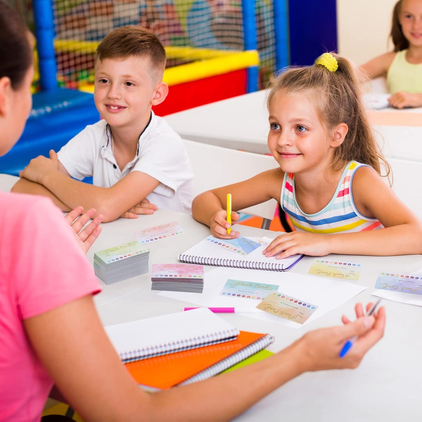 Fumete 400 Pcs Punch Cards for Classroom Reward Cards Behavior Incentive Loyalty Awards for Kids Students Teachers School Business, 8 Styles, 3.5 x 2 in(10 Watercolor Punches Style)