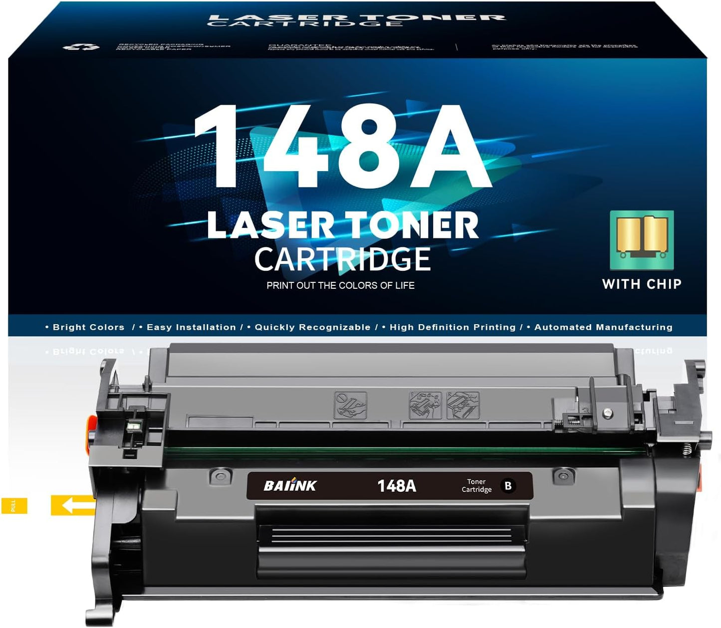 148A Toner Cartridge (with Chip) Compatible Replacement for HP 148A W1480A 148X W1480X Compatible for HP Pro 4001dw 4001dn 4001n MFP 4101fdw 4101fdn Printer (1 Black)