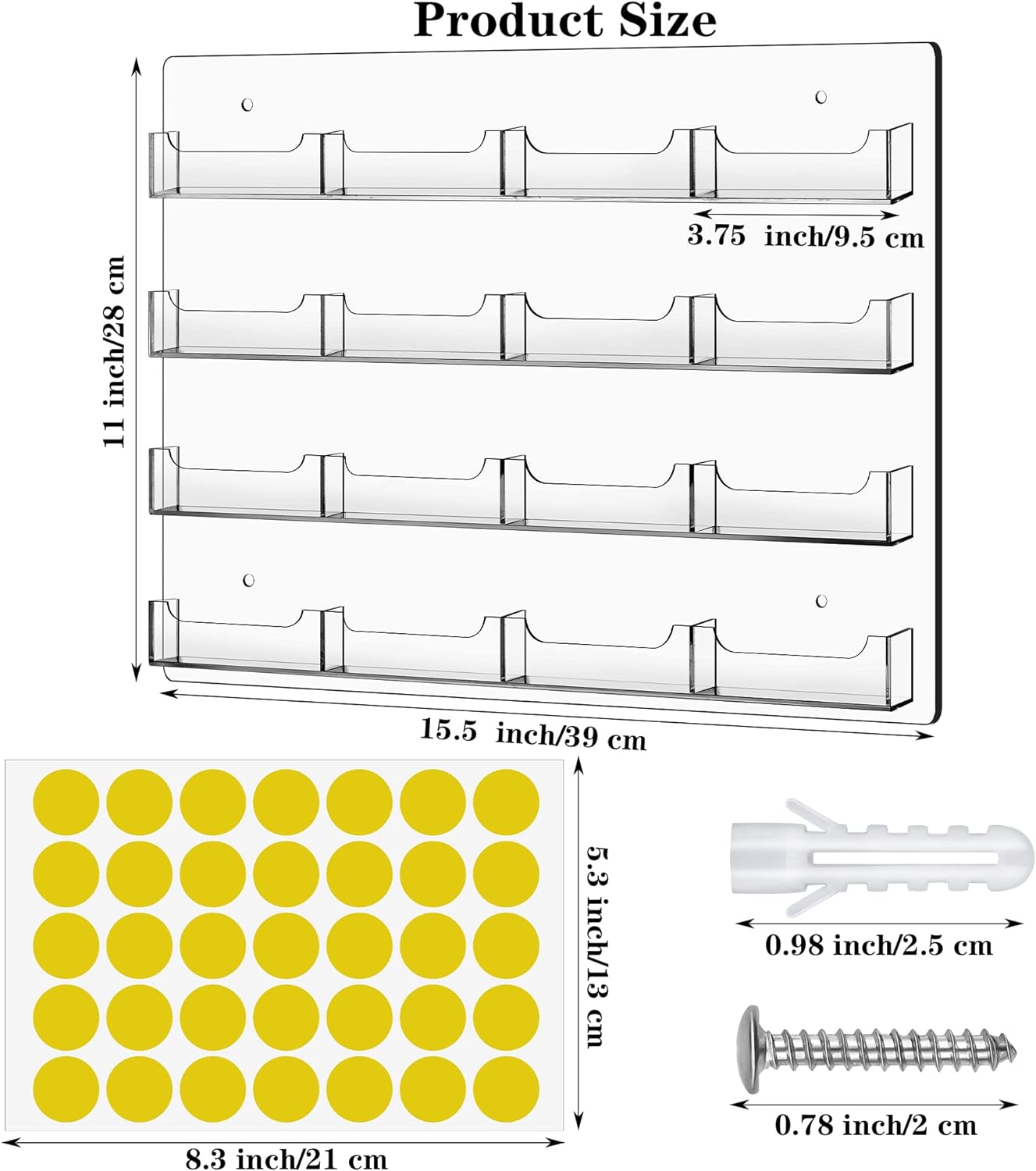 TURSTIN Business Card Holder Wall Mount Clear Sticker Display Marketing Holder Acrylic Business Card Stand Multi Pocket Rack Organizer Space Saver for Home Office (16 Pockets)