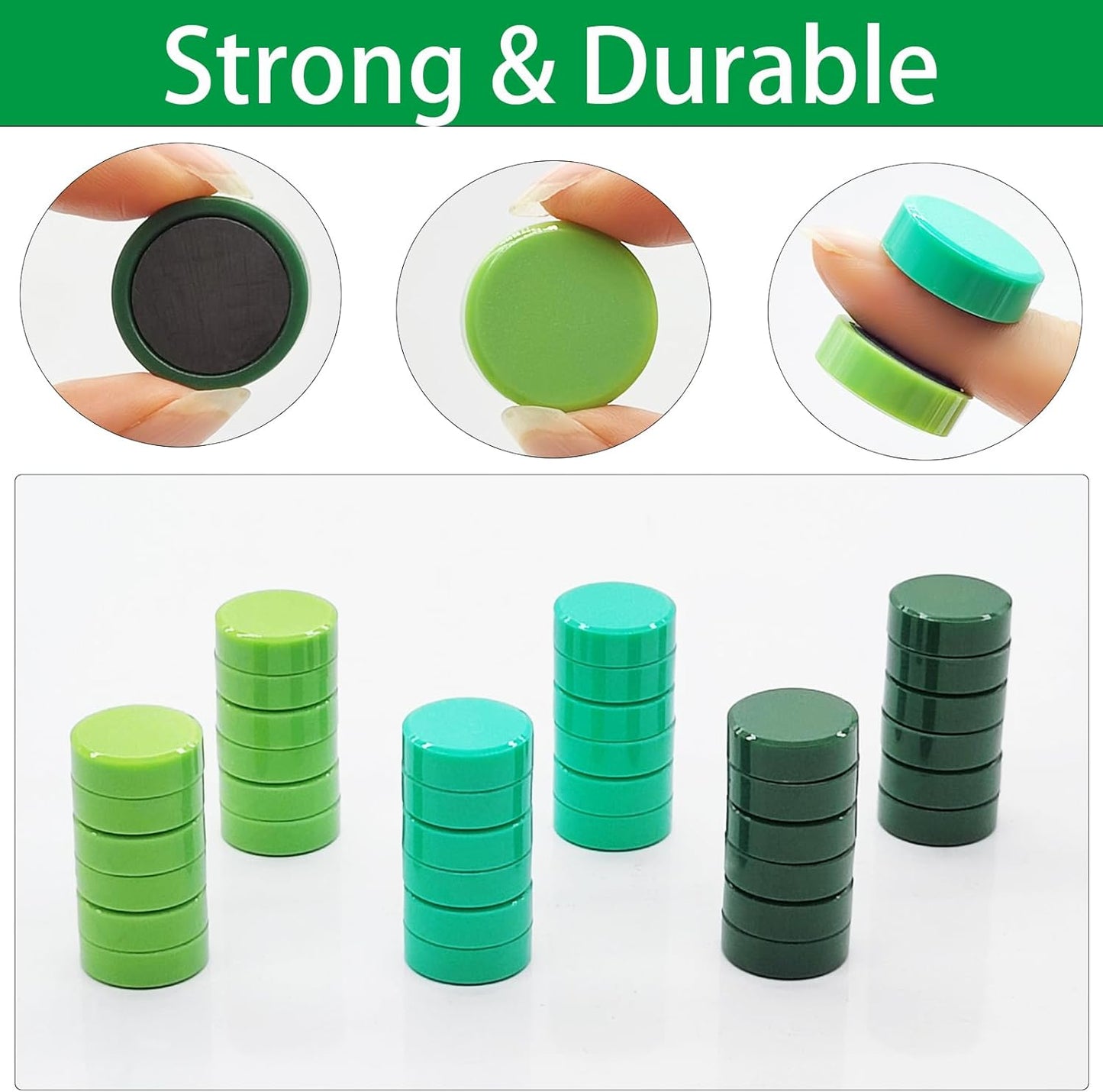 ZDZBLX Fridge Magnets 30 PCS, Strong Refrigerator Magnets for Whiteboard, Heavy Duty Small Round Magnets, Mini Decorative Cute Magnet for Fridge, Locker, Map, Kitchen, School, Office,Classroom (Green)