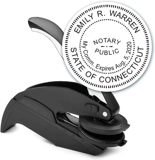 MaxMark Notary Seal Round Embosser for Connecticut State - Includes Gold Burst Seal Labels (50 Count)